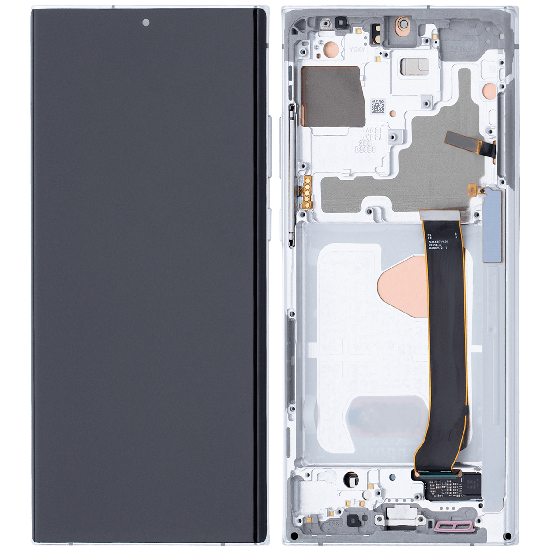 OLED Assembly With Frame Compatible For Samsung Galaxy Note 20 Ultra 5G Replacement (Vemake) (Mystic White)