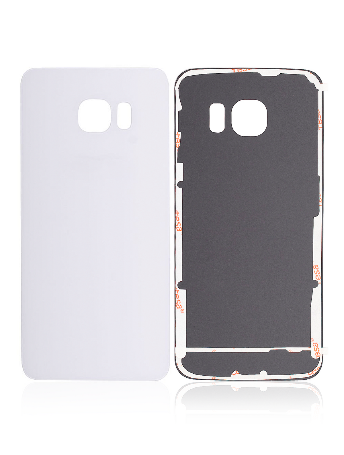 Replacement Back Cover Glass Compatible For Samsung Galaxy S6 Edge (No Logo) (Vemake) (White)