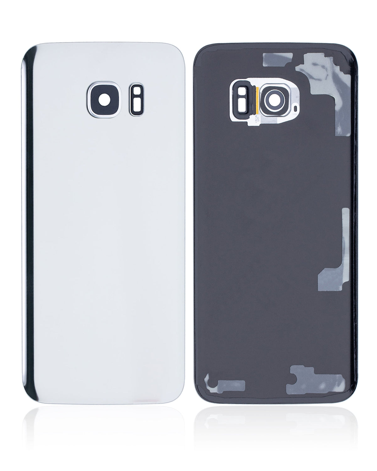 Back Cover Glass With Camera Lens Compatible For Samsung Galaxy S7 Edge Replacement (No Logo) (Vemake) (Silver)