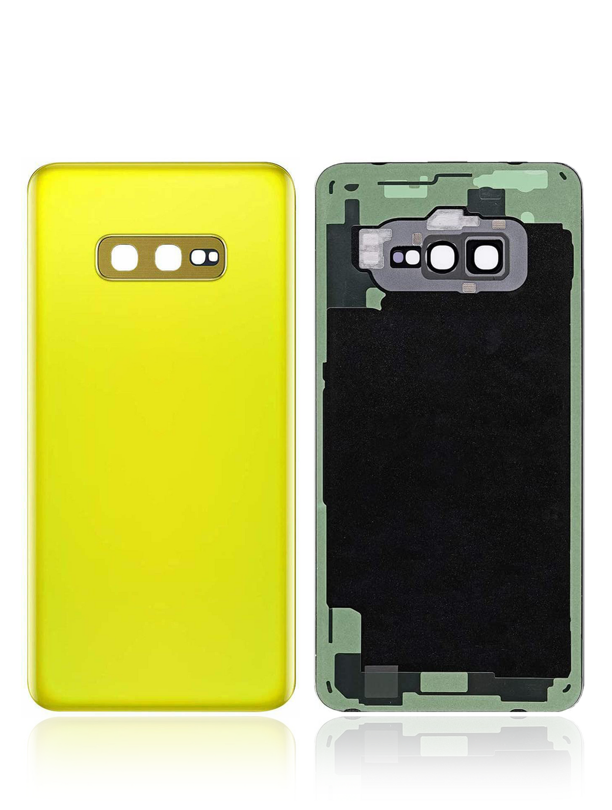 Back cover Glass With Camera Lens Compatible For Samsung Galaxy S10E Replacement (No Logo) (Vemake) (Canary Yellow)