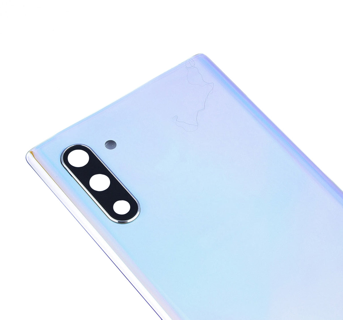 Back Cover Glass With Camera Lens Compatible For Samsung Galaxy Note 10 (No Logo) (Vemake) (Aura Glow / Silver)