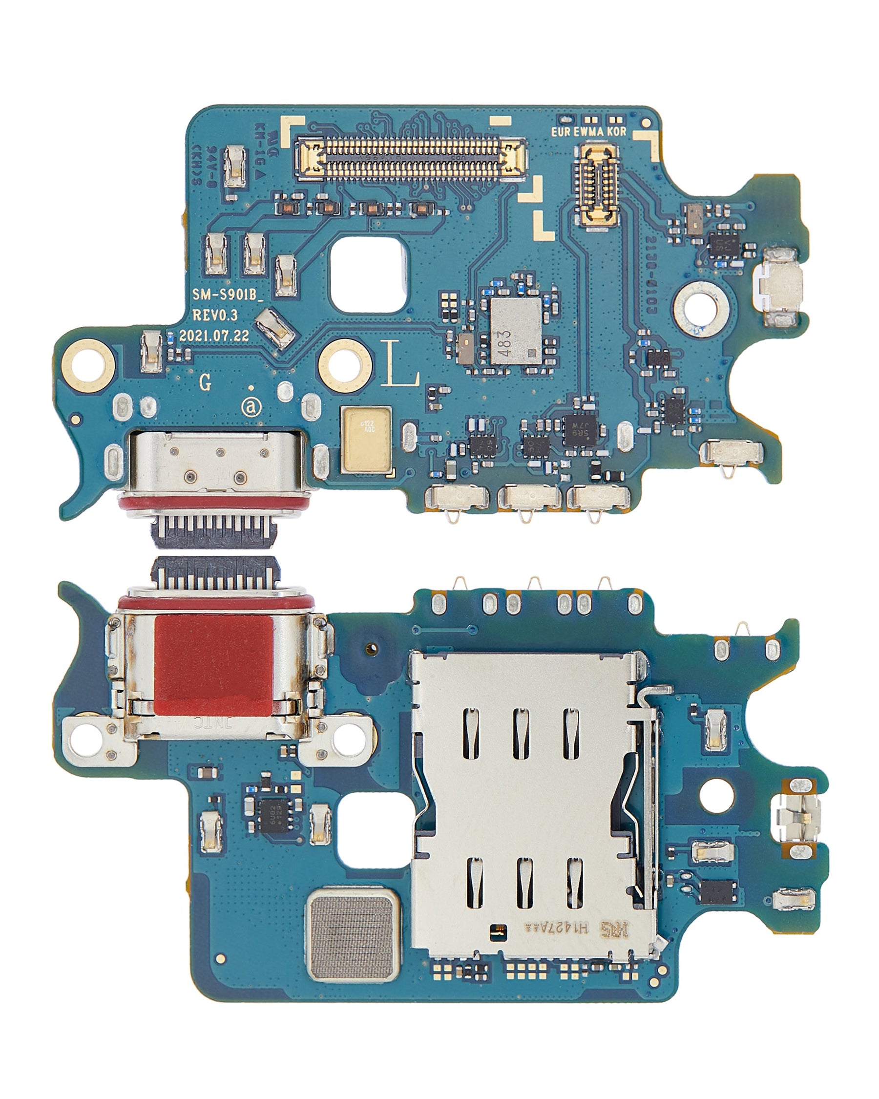Charging Port Board With Sim Card Reader Compatible For Samsung Galaxy S22 5G Replacement (S901B) (International Version)