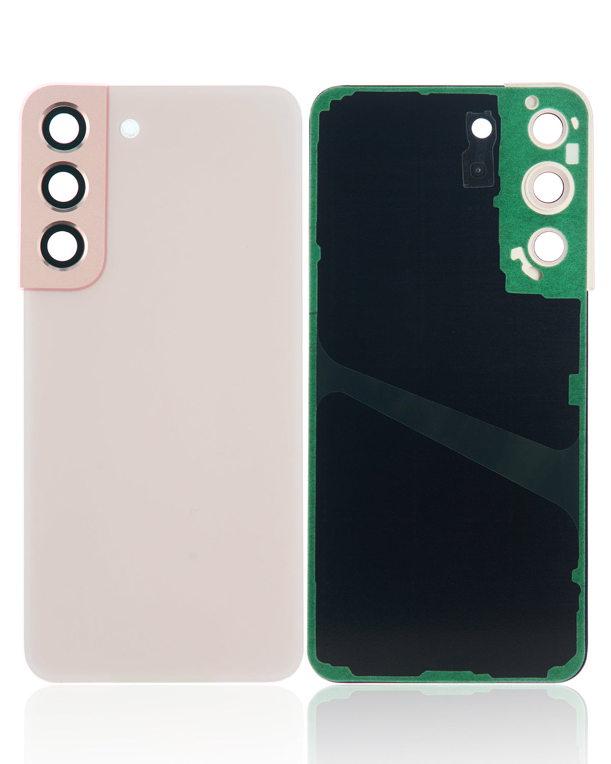 Back Cover Glass With Camera Lens Compatible For Samsung Galaxy S22 5G Replacement (No Logo) (Vemake) (Pink Gold)