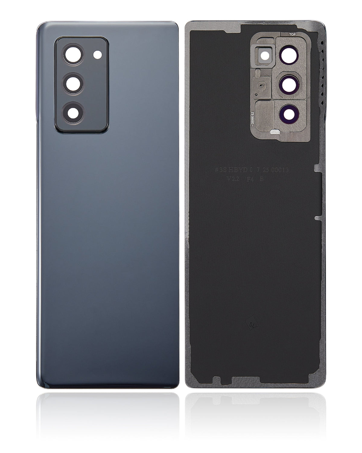 Replacement Back Cover Glass With Camera Lens Compatible For Samsung Galaxy Z Fold 2 5G (Vemake) (Mystic Black)