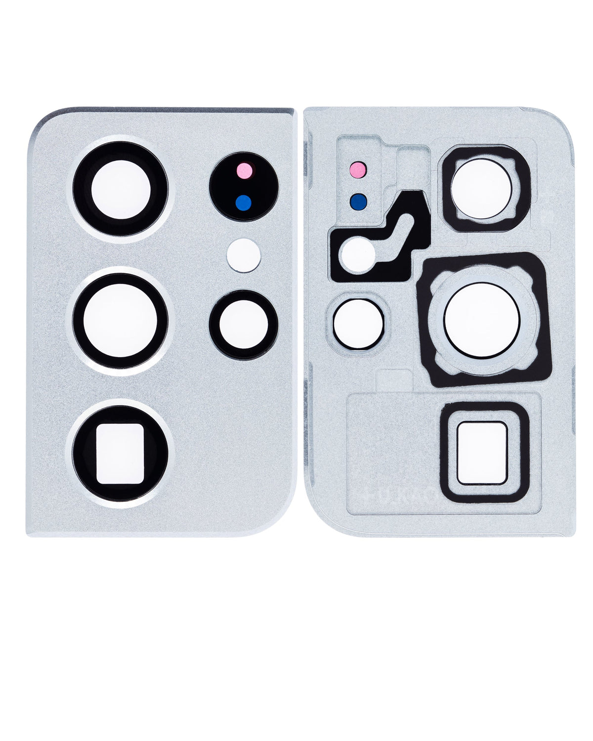 Back Camera Lens With Cover Bezel Ring Compatible For Samsung Galaxy S21 Ultra Replacement (Phantom Silver)