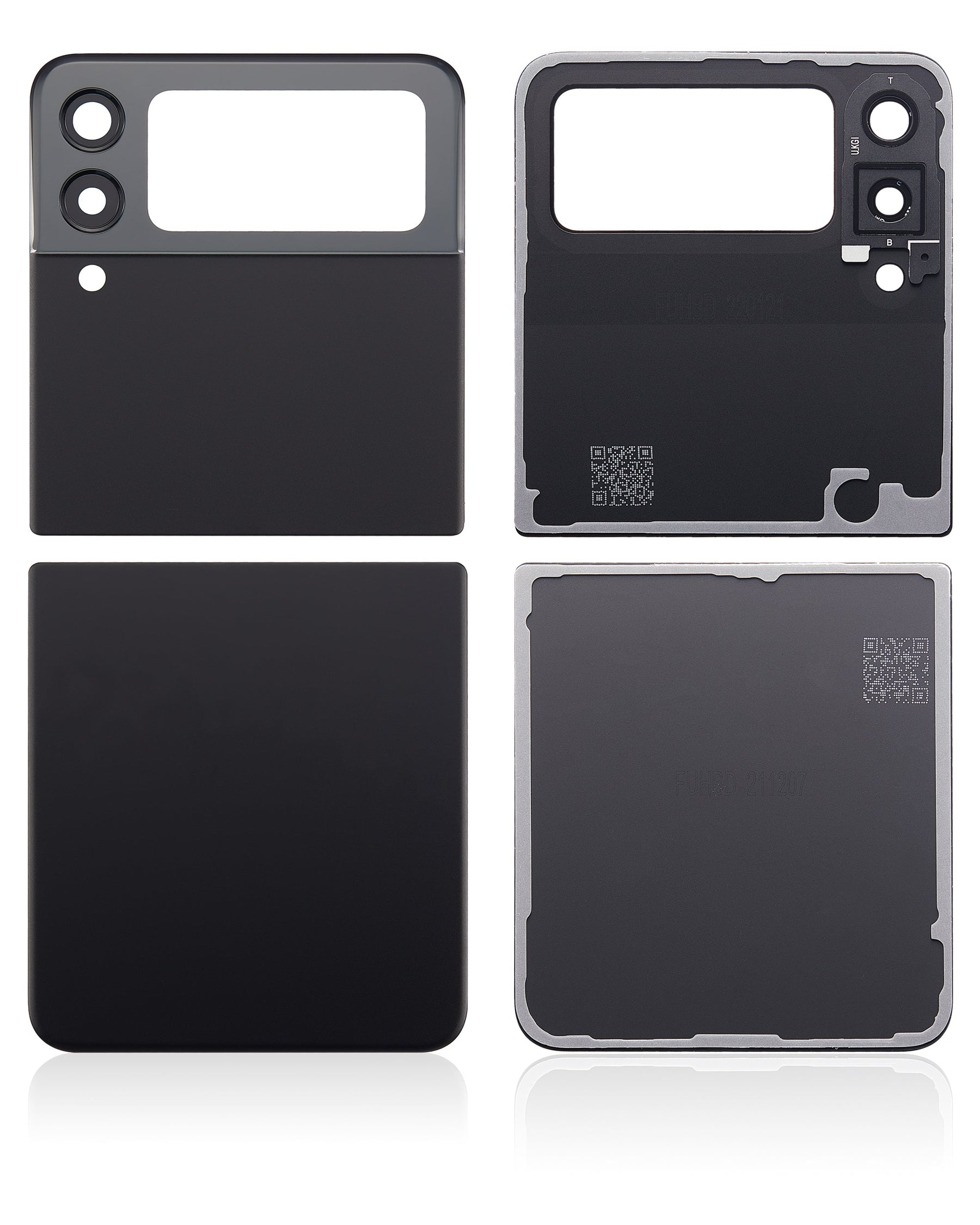 Back Cover Glass With Camera Lens Compatible For Samsung Galaxy Z Flip 3 5G Replacement (Vemake) (Phantom Black)