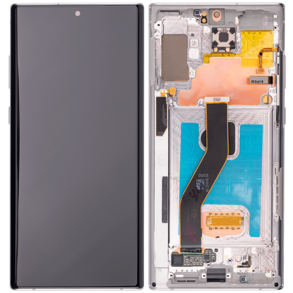 Replacement OLED Assembly With Frame Compatible For Samsung Galaxy Note 10 Plus / 5G (Vemake) (Aura Glow / Silver)