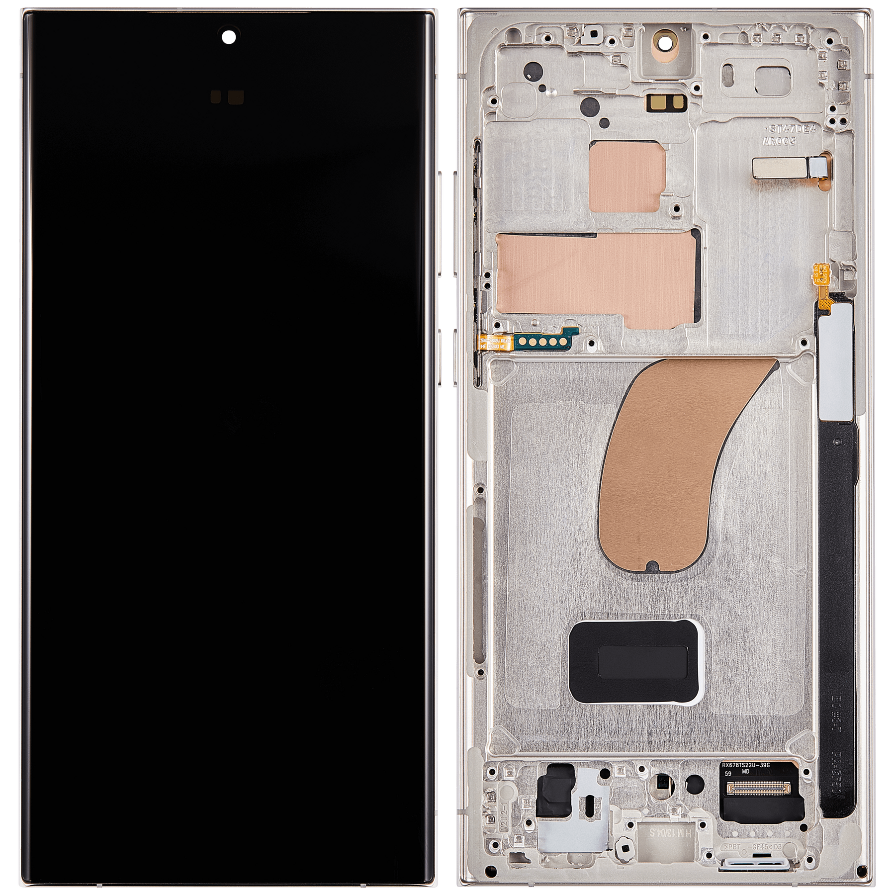 OLED Assembly With Frame Compatible For Samsung Galaxy S23 Ultra Replacement(US & International) (Vemake) (Cream)