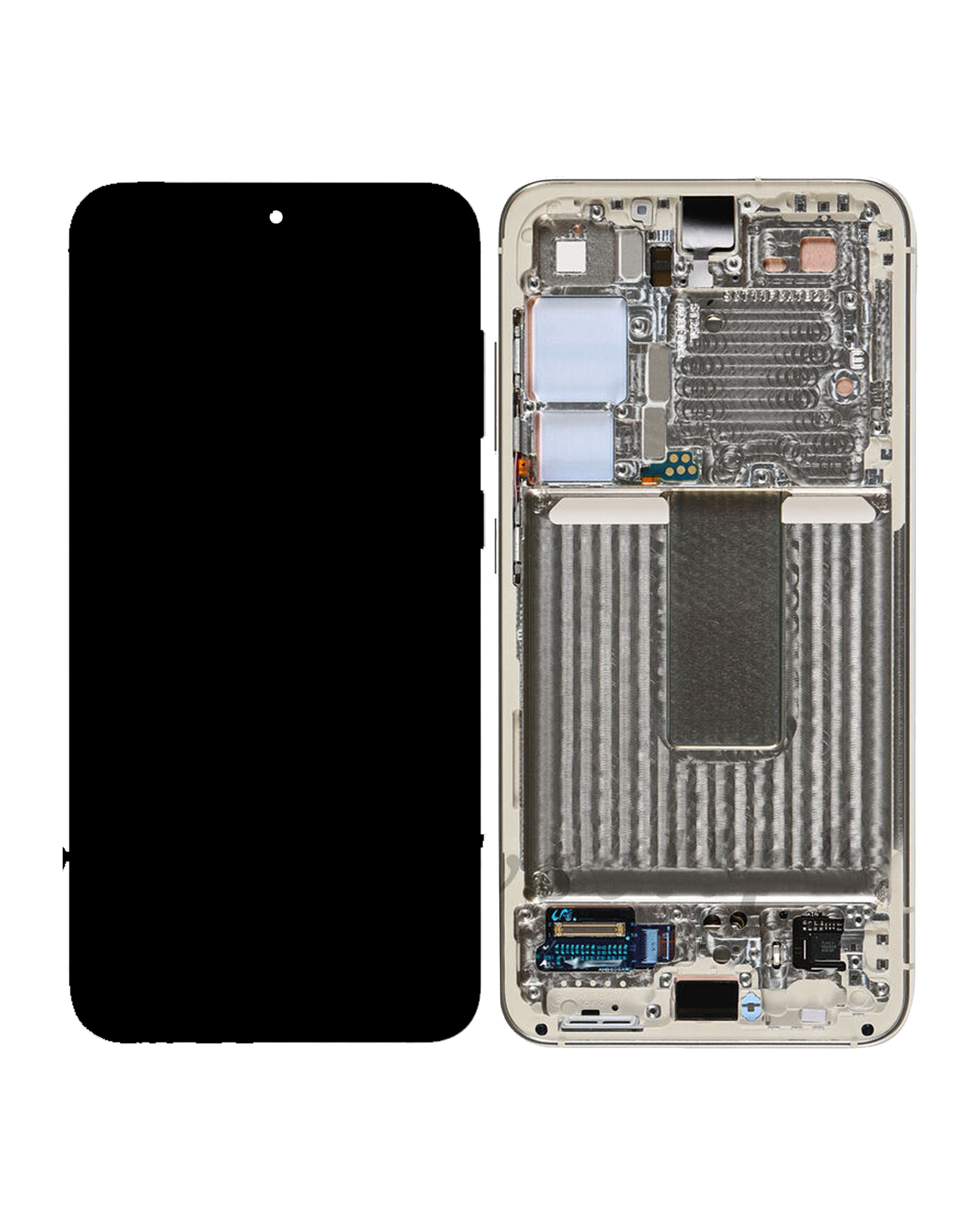 OLED Assembly With Frame Compatible For Samsung Galaxy S23 5G Replacement(US & International) (Used OEM Pull: Grade B/C) (Cream)