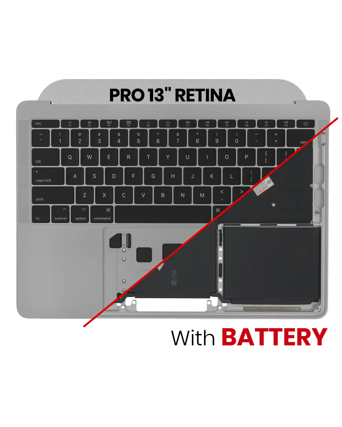 Top Case Assembly With Battery And Keyboard Compatible For MacBook Pro 13" Retina (A1708 / Late 2016) (US Keyboard) (Used OEM Pull: Grade B/C) (Space Gray)