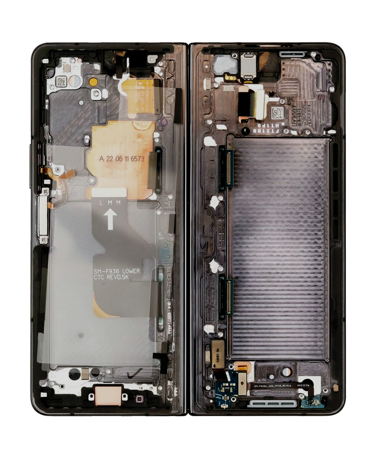 Inner OLED Assembly With Frame Compatible For Samsung Galaxy Z Fold 4 5G Replacement (US & International) (Blemish: Grade B) (Phantom Black)