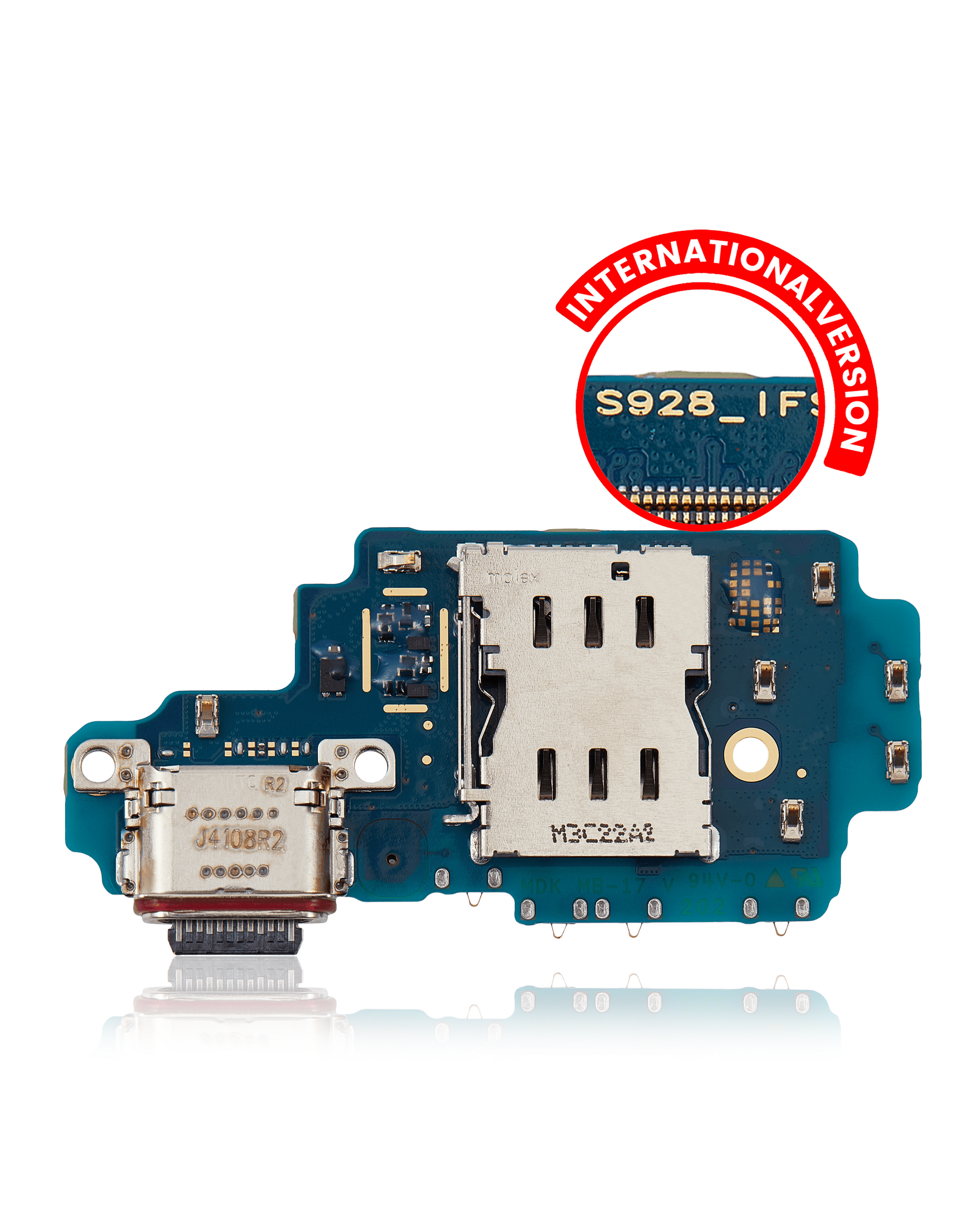 Charging Port Board With Sim Card Reader Compatible For Samsung Galaxy S24 Ultra 5G Replacement (S928B) (International Version)