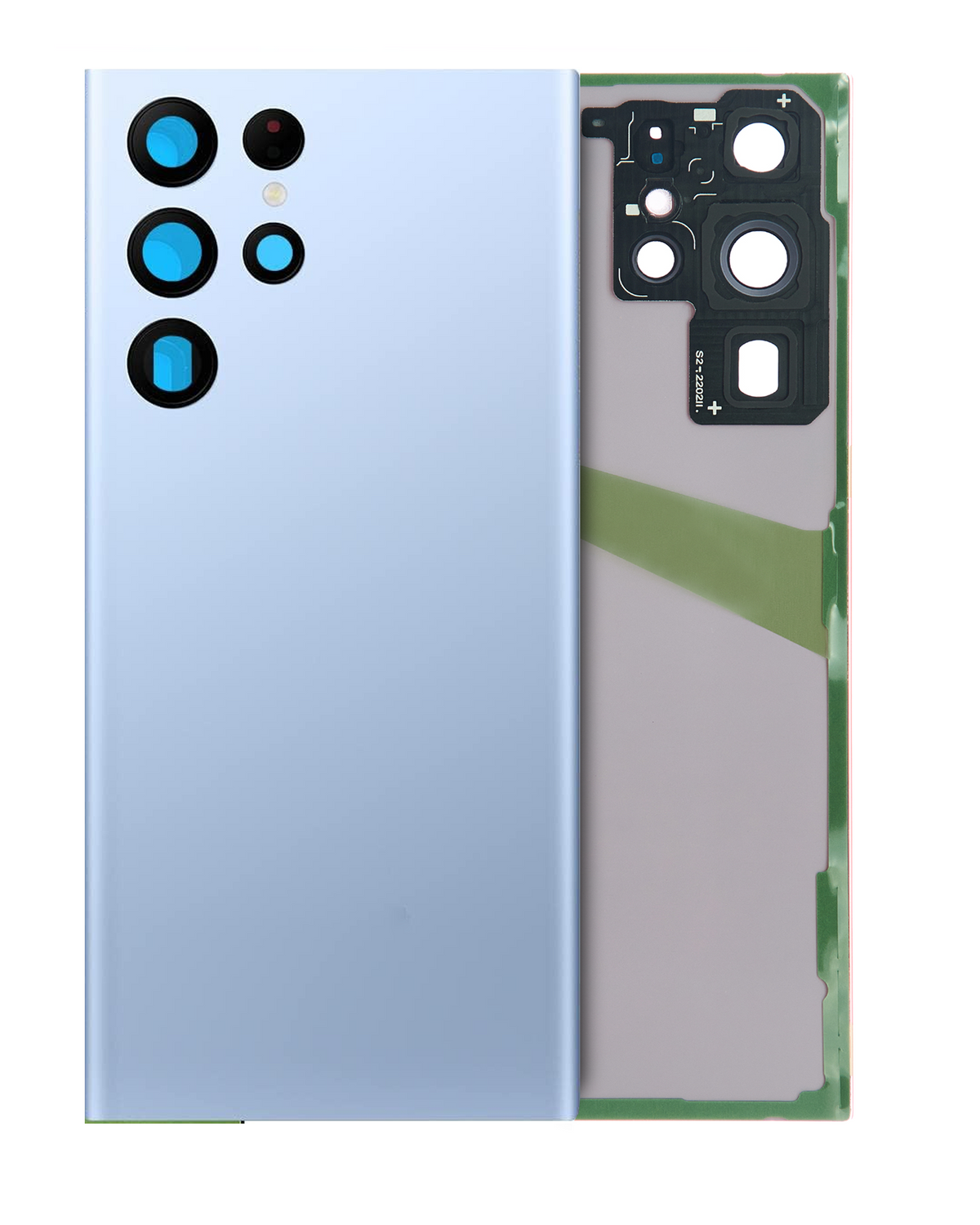 Back Cover Glass With Camera Lens Compatible Samsung Galaxy S22 Ultra Replacement (Service Pack) (Sky Blue)