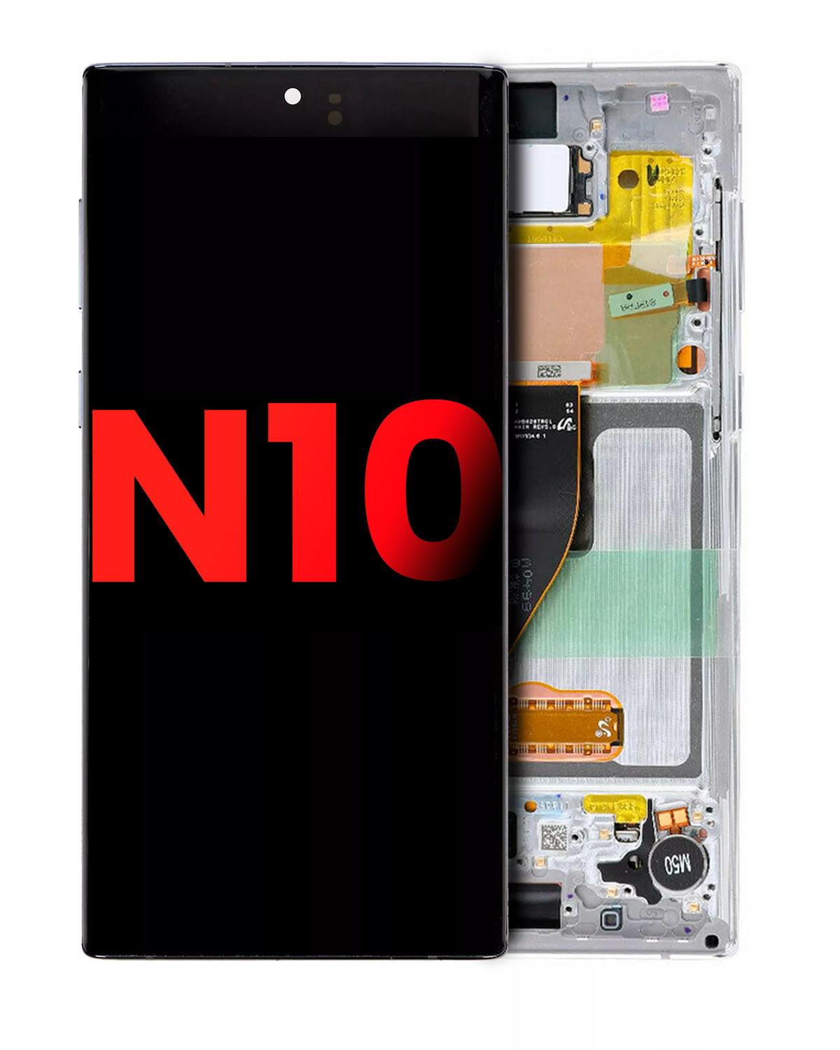 OLED Assembly With Frame Compatible For Samsung Galaxy Note 10 (Vemake) (Aura White)