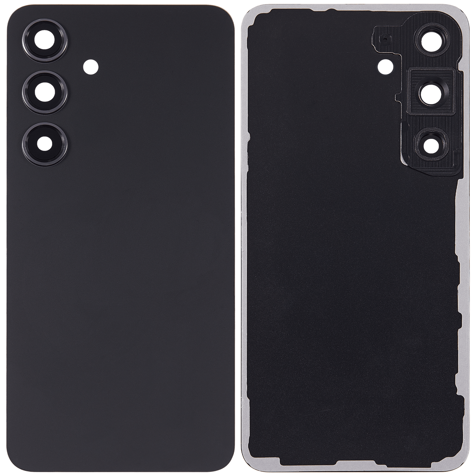 Replacement Back Cover Glass With Camera Lens Compatible For Samsung Galaxy S24 5G (No Logo) (Aftermarket Plus) (Onyx Black)