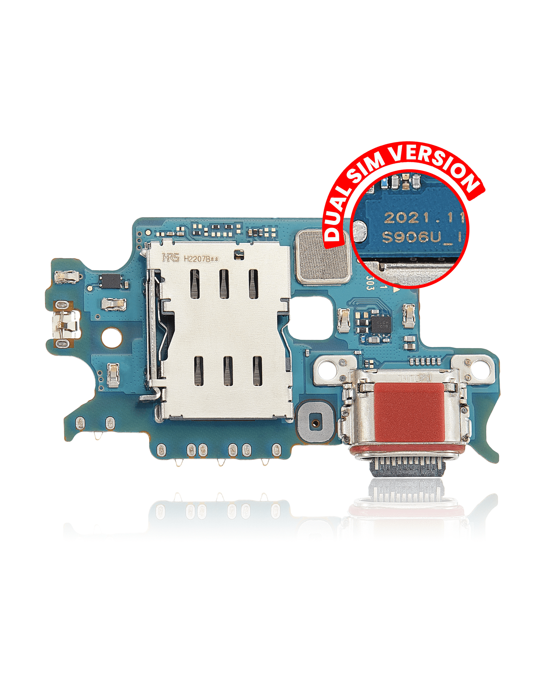 Charging Port Board With Sim Card Reader Compatible For Samsung Galaxy S22 5G Replacement (S9010) (Dual Sim Version)