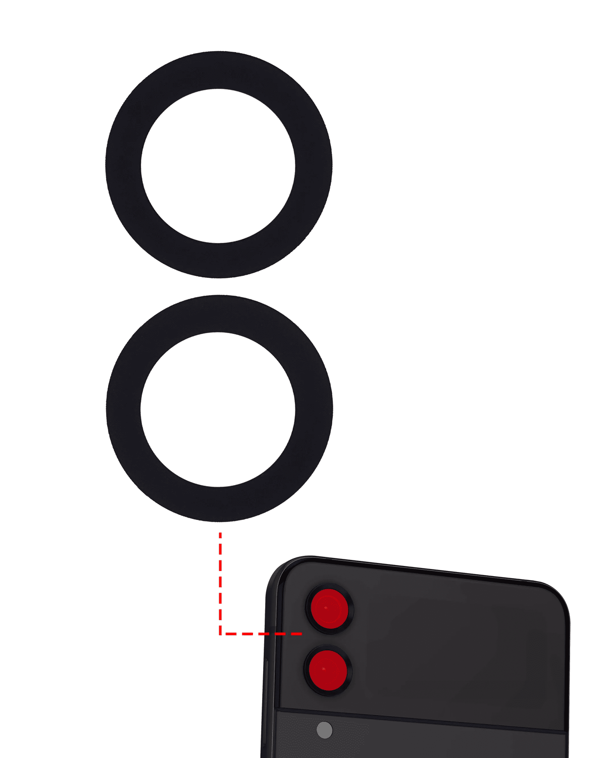 Back Camera Lens (Glass Only) With Adhesive Compatible For Samsung Galaxy Z Flip 4 Replacement (F721)