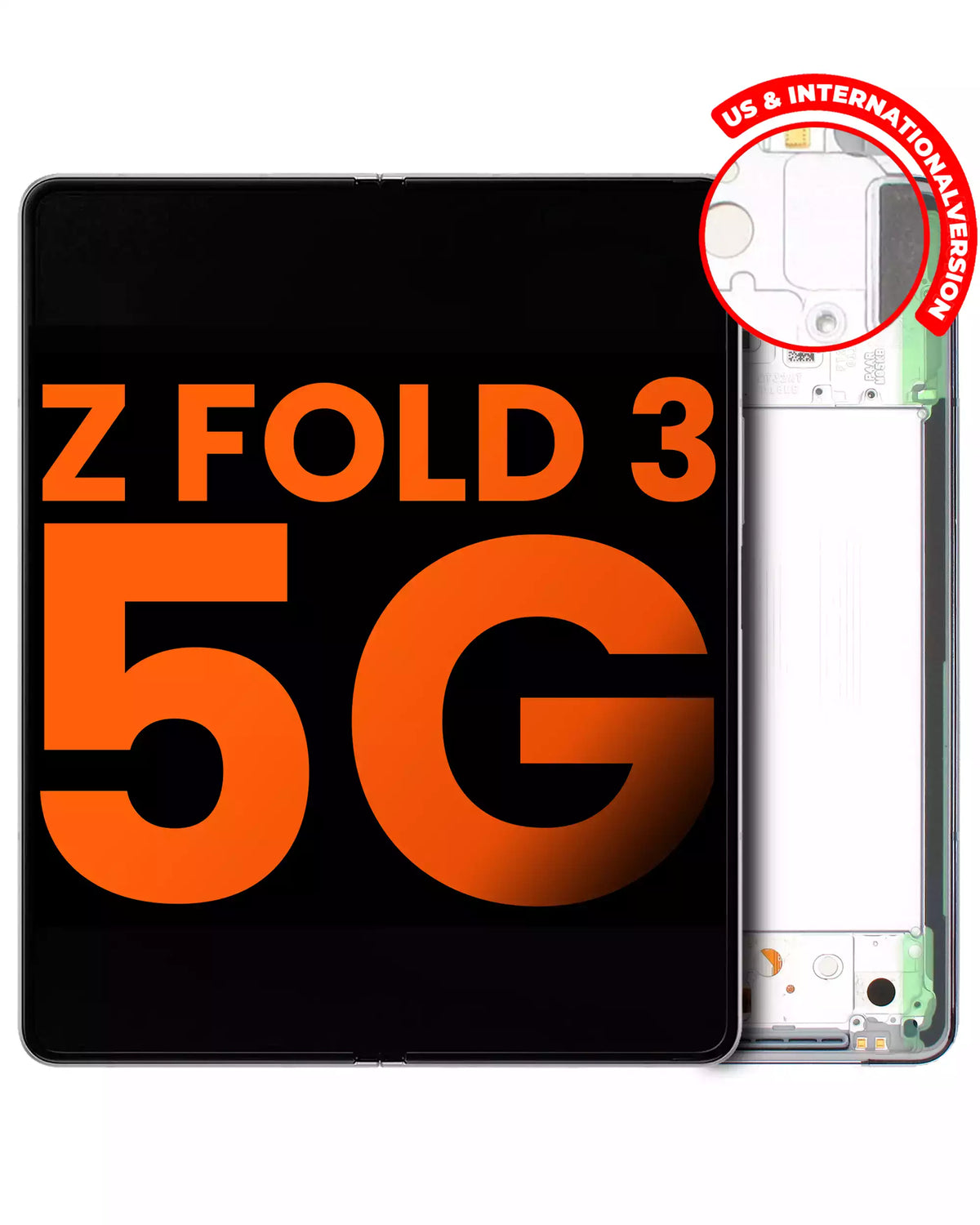 Inner OLED Assembly With Frame Compatible For Samsung Galaxy Z Fold 3 5G Replacement (US & International) (Blemish: Grade B) (Phantom Silver)