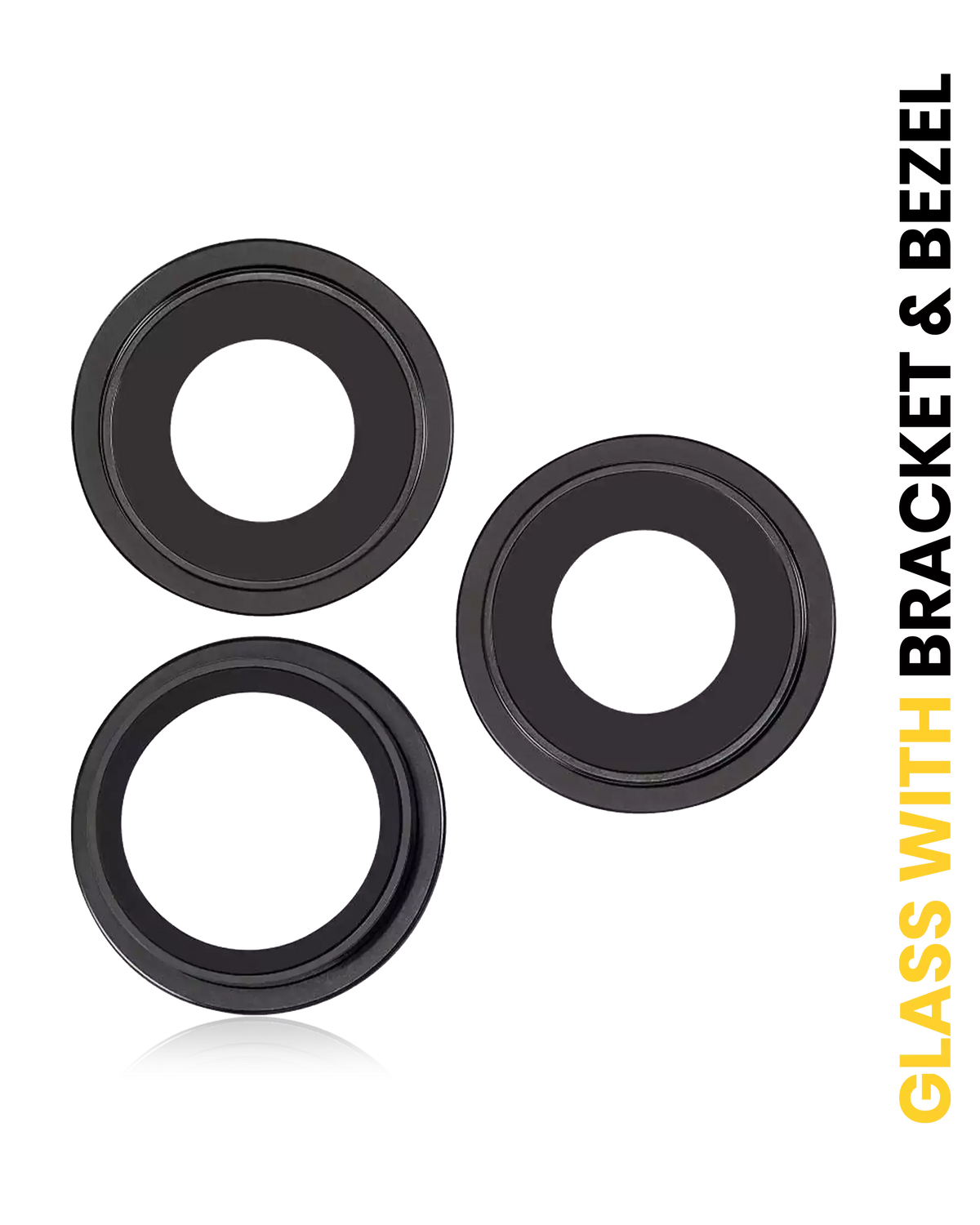 Back Camera Lens With Bracket & Bezel Compatible For iPhone 16 Pro / 16 Pro Max (Black Titanium) (3 Piece Set) (Premium)