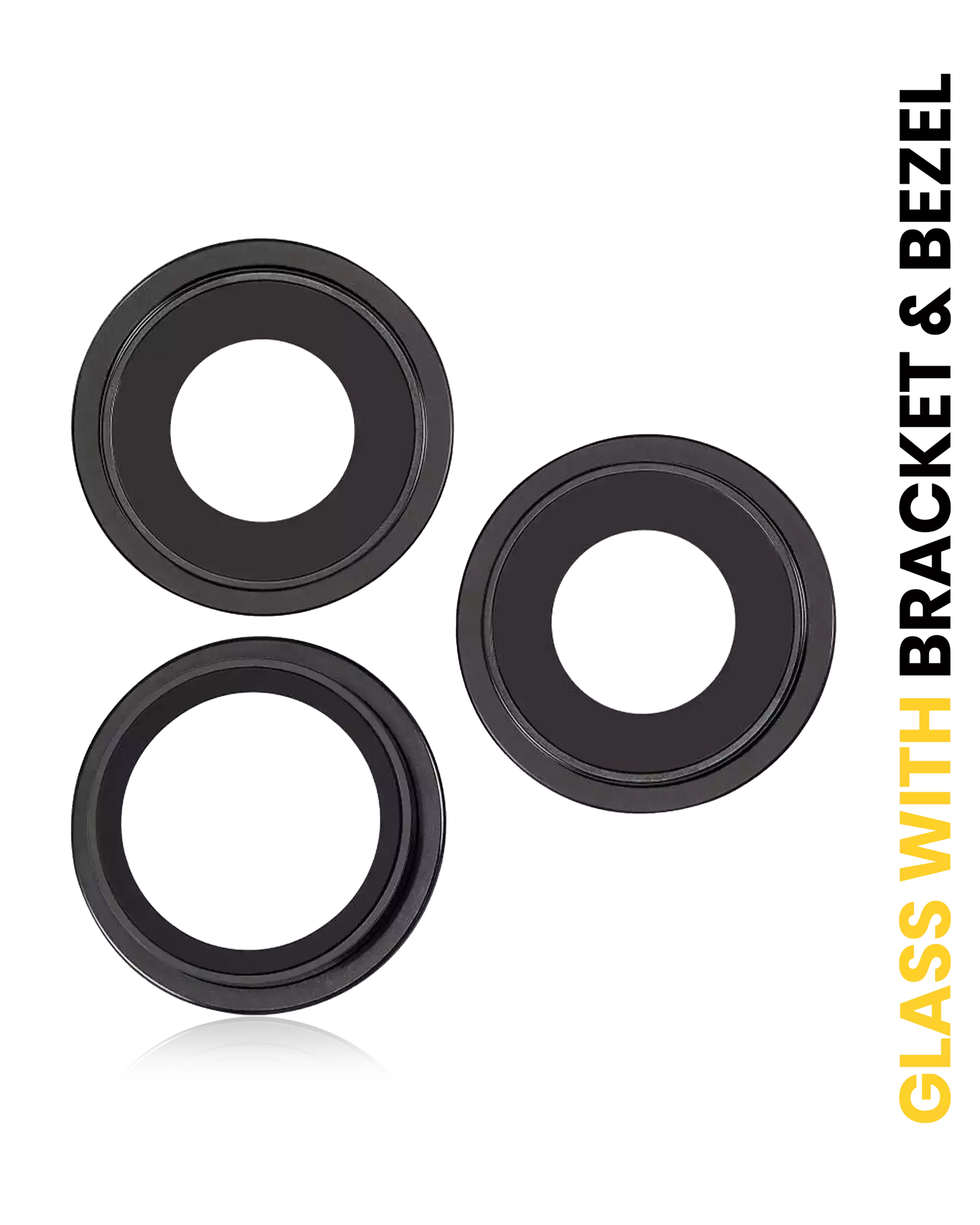 Back Camera Lens With Bracket & Bezel Compatible For iPhone 16 Pro / 16 Pro Max (Black Titanium) (3 Piece Set) (Premium)