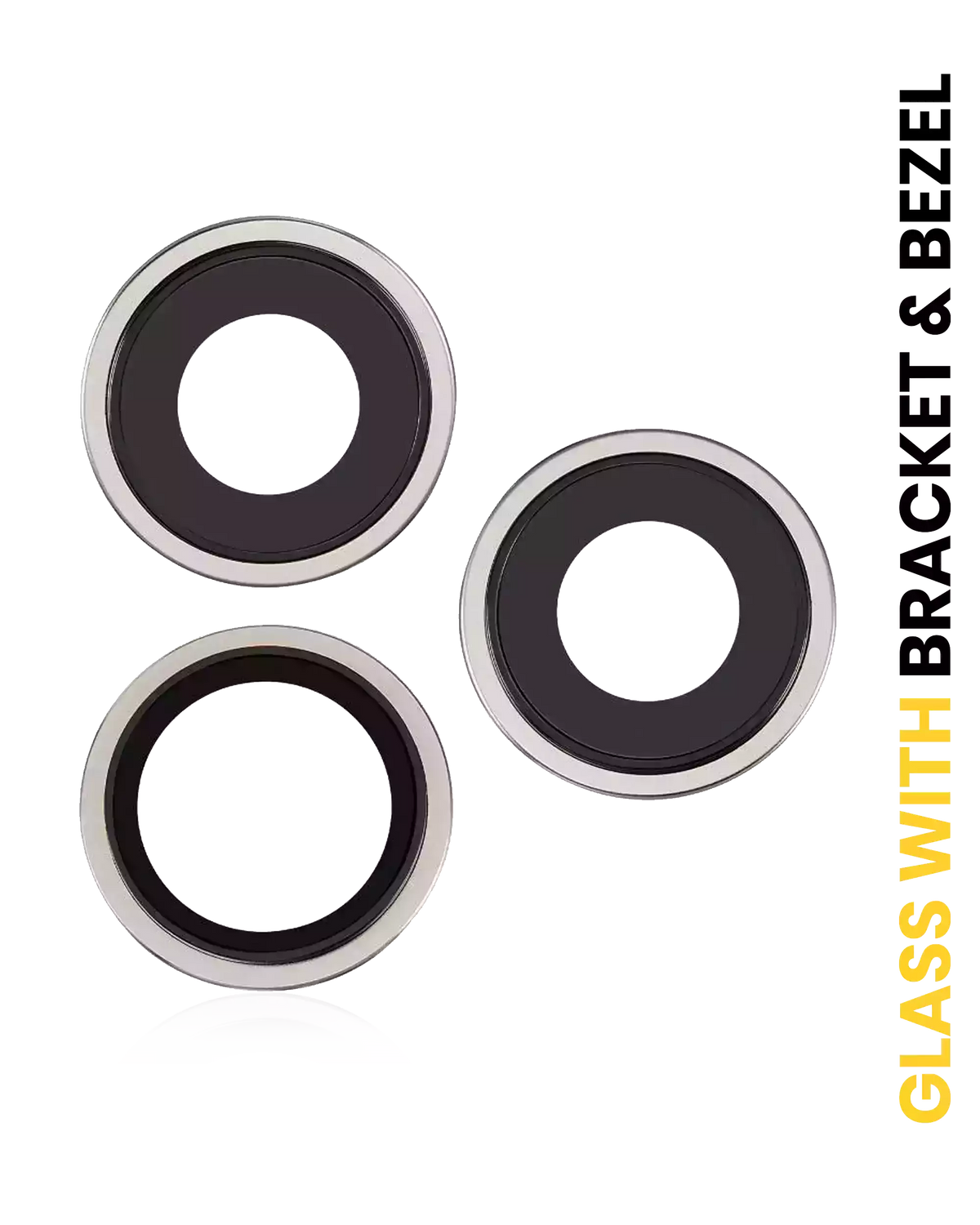 Back Camera Lens With Bracket & Bezel Compatible For iPhone 16 Pro / 16 Pro Max (Natural Titanium) (3 Piece Set) (Premium)