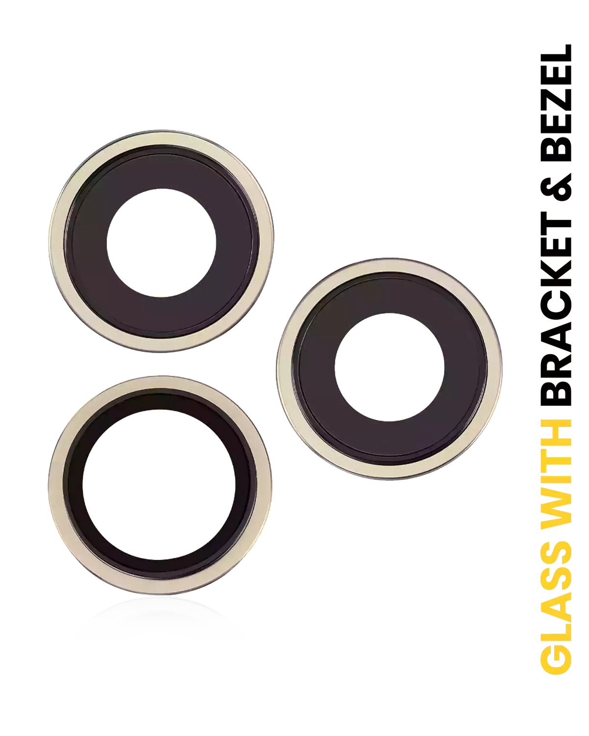 Back Camera Lens With Bracket & Bezel Compatible For iPhone 16 Pro / 16 Pro Max (Desert Titaniuml) (3 Piece Set) (Premium)