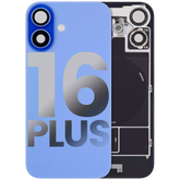 Back Glass With Steel Plate With Wireless NFC Charging MagSafe Magnet & Flashlight Flex Compatible For iPhone 16 Plus (Used OEM Pull: Grade A) (Ultramarine)