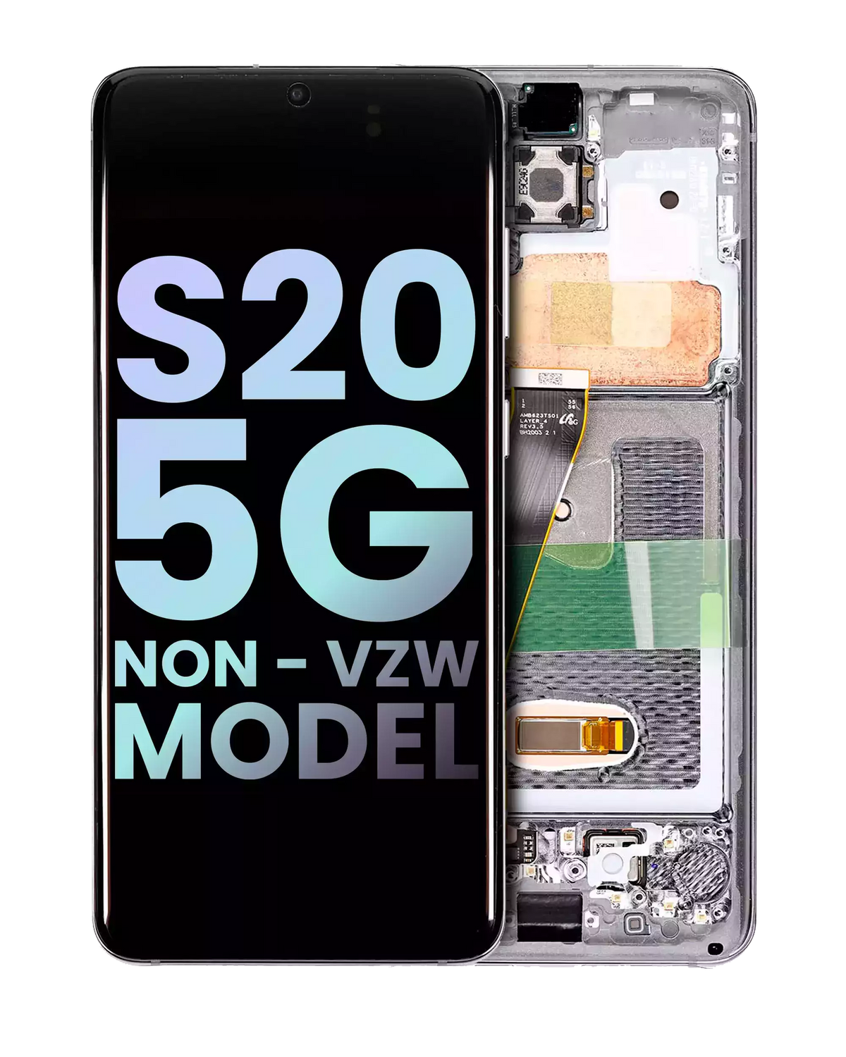 Replacement OLED Assembly With Frame Compatible For Samsung Galaxy S20 5G (Non-Verizon 5G UW Frame) (Service Pack) (Cloud White)