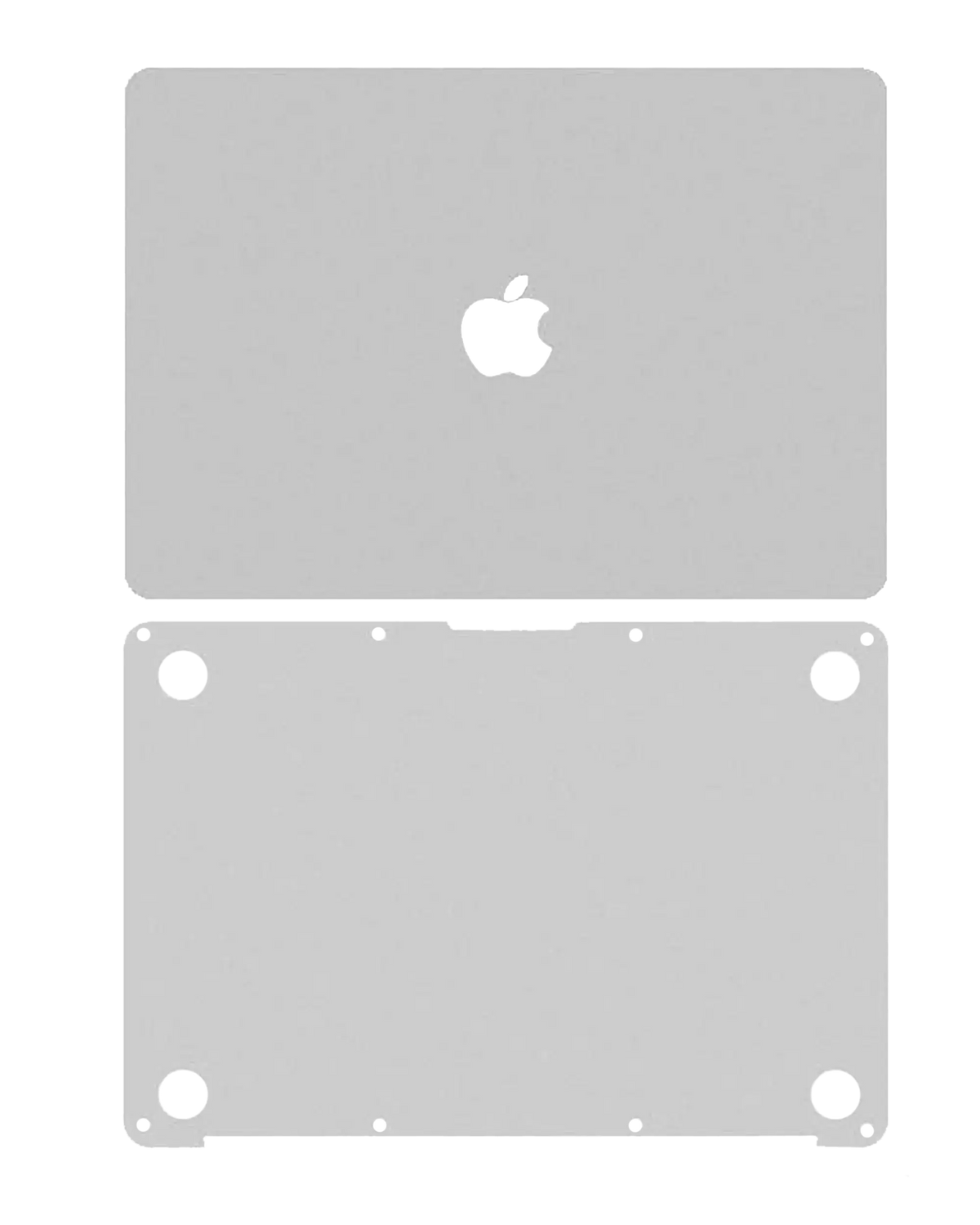 2 in 1 (Top and Bottom) Skin Compatible For MacBook Retina 12" (A1534 / Early 2015 / Early 2016 / Mid 2017) (Silver)