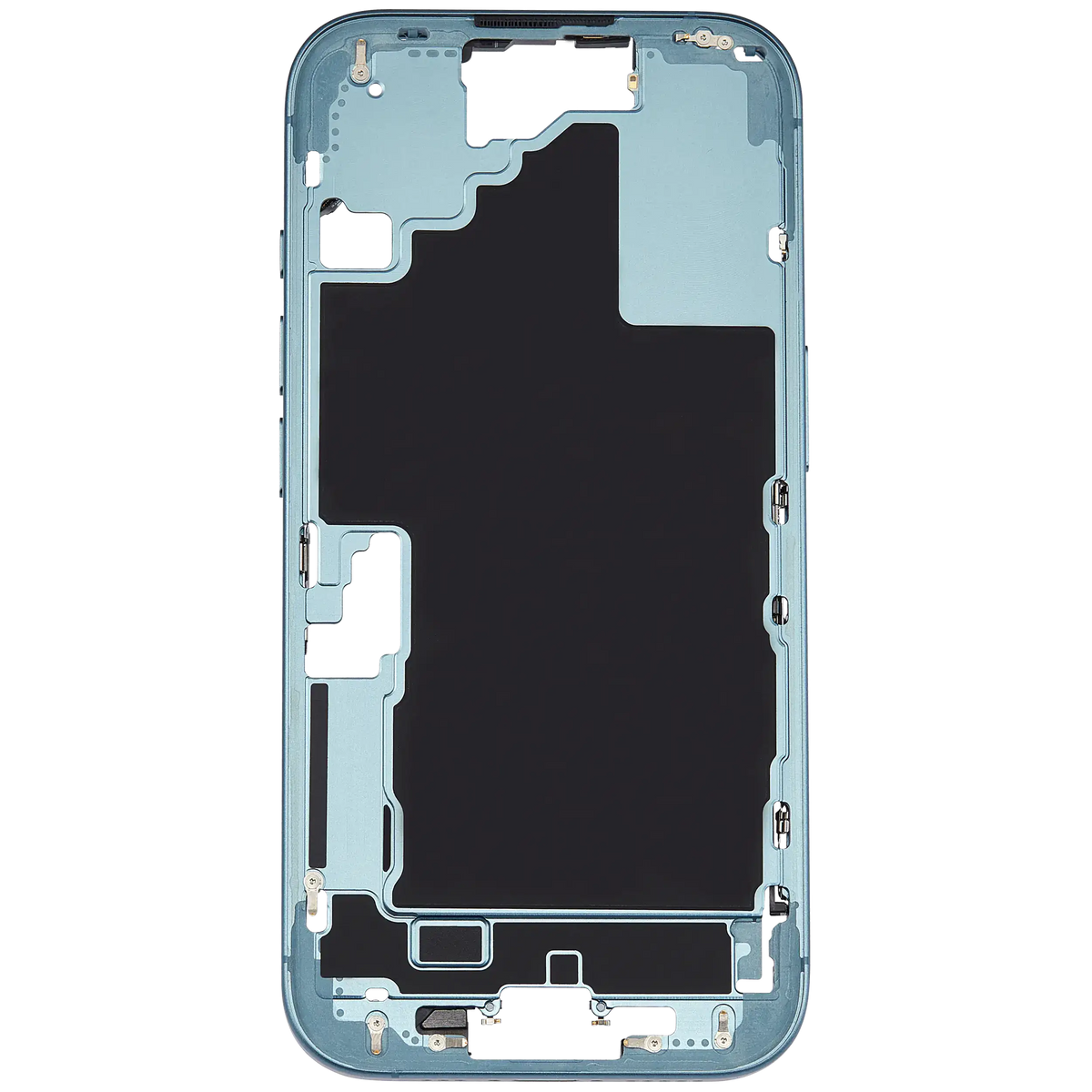 Mid-Frame Housing With Power And Volume Button Compatible For iPhone 16 (US Version) (Used OEM Pull: Grade A) (Teal)