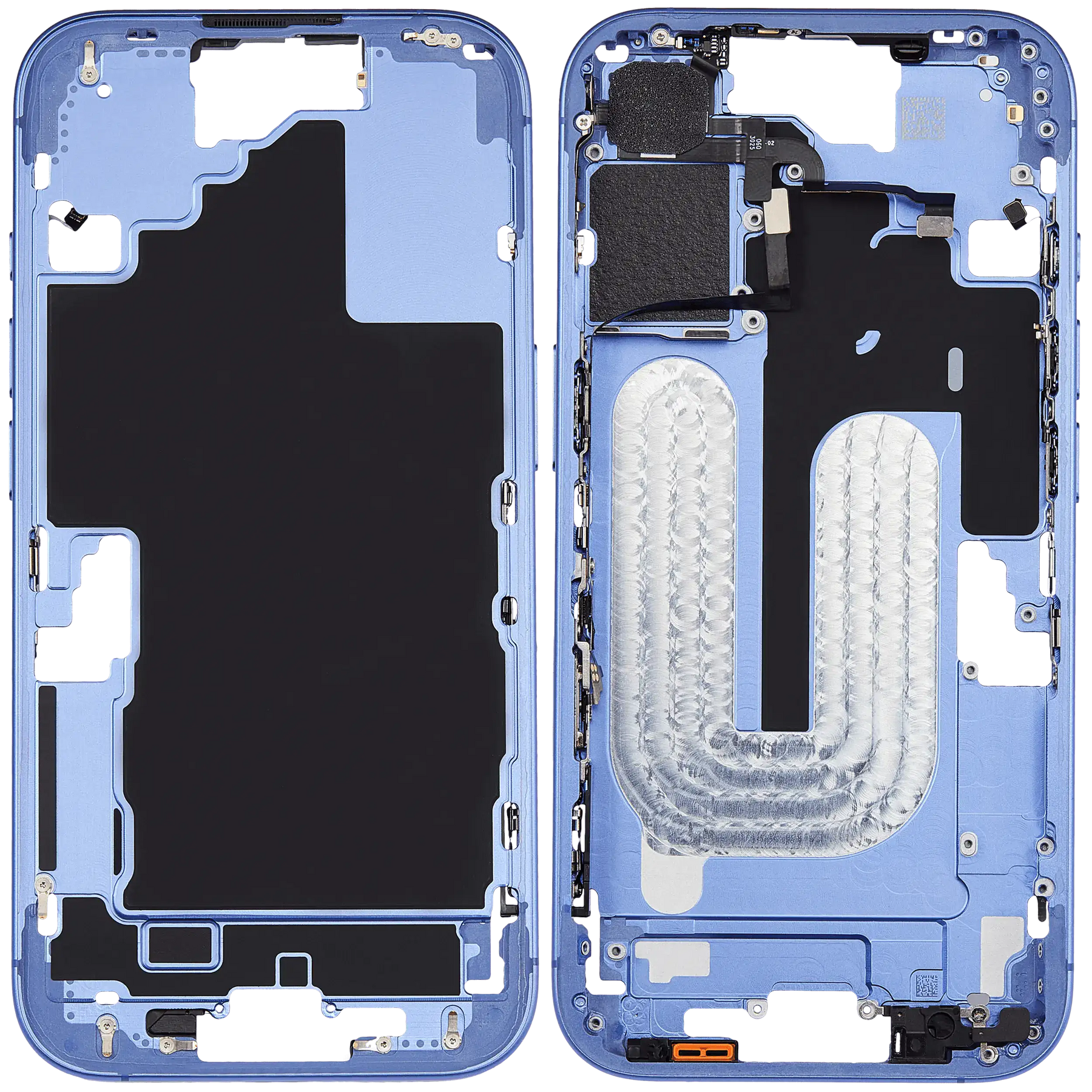 Mid-Frame Housing With Power And Volume Button Compatible For iPhone 16 (US Version) (Used OEM Pull: Grade A) (Ultramarine)