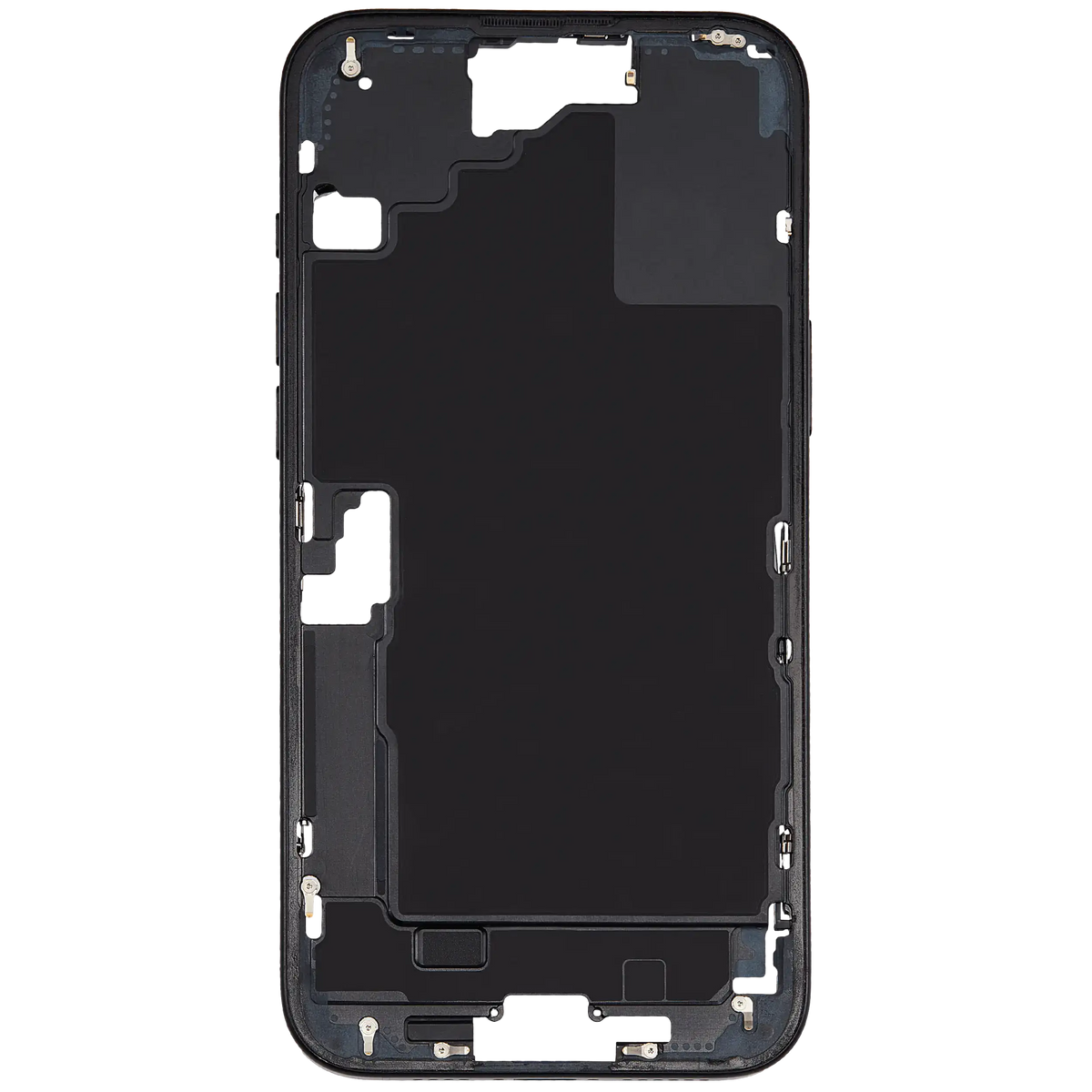 Mid-Frame Housing With Power And Volume Button Compatible For iPhone 16 Plus (US Version) (Used OEM Pull: Grade A) (Black)