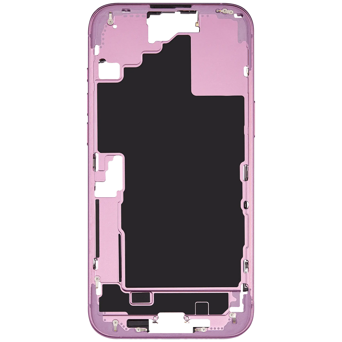 Mid-Frame Housing With Power And Volume Button Compatible For iPhone 16 Plus (US Version) (Used OEM Pull: Grade A) (Pink)