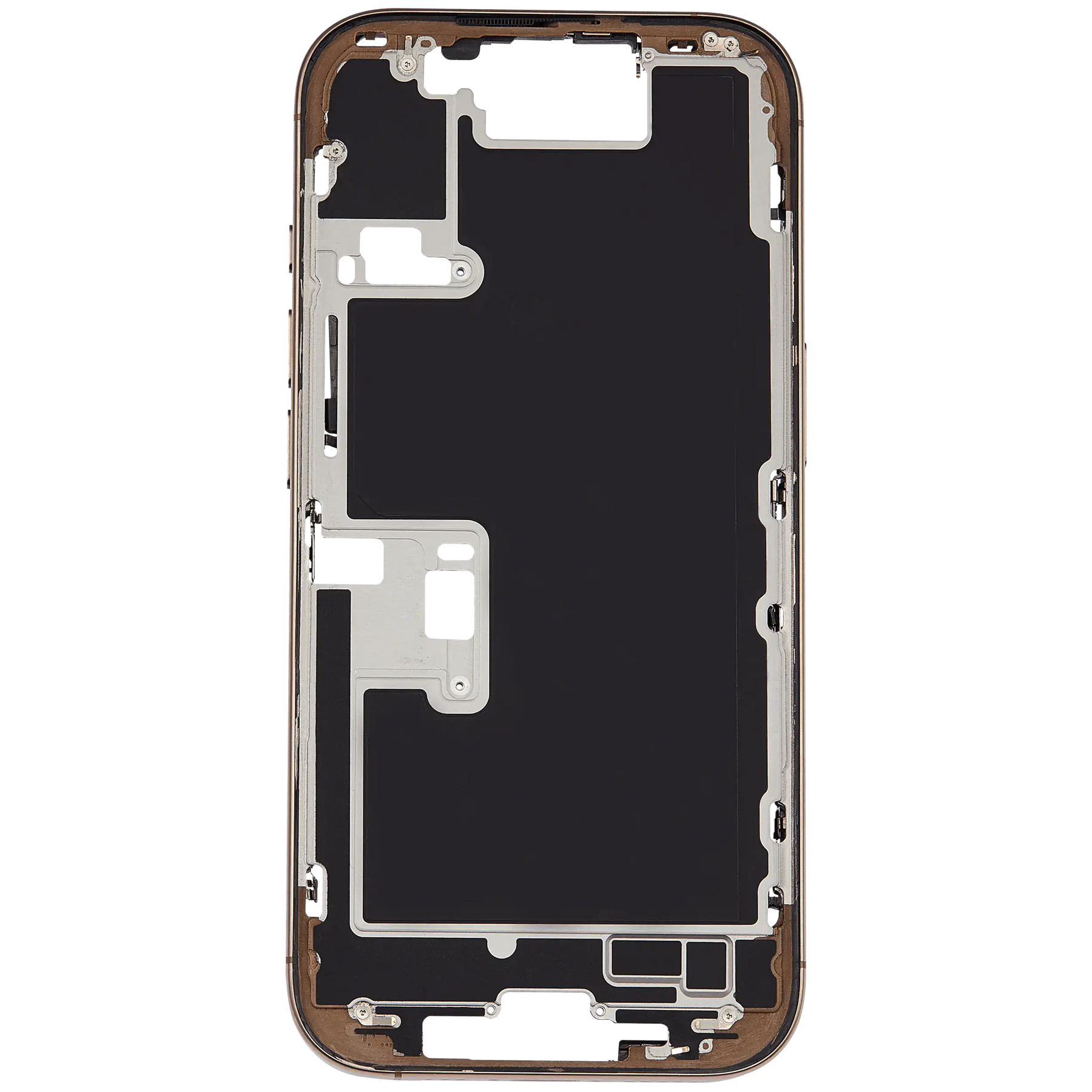 Mid-Frame Housing With Power And Volume Button Compatible For iPhone 16 Pro (US Version) (Used OEM Pull: Grade A) (Desert Titanium)