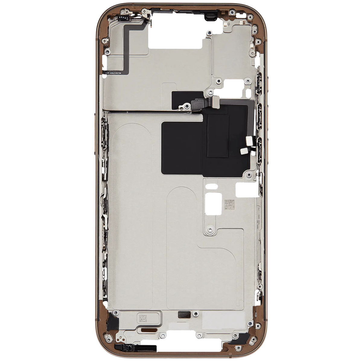 Mid-Frame Housing With Power And Volume Button Compatible For iPhone 16 Pro (US Version) (Used OEM Pull: Grade A) (Desert Titanium)