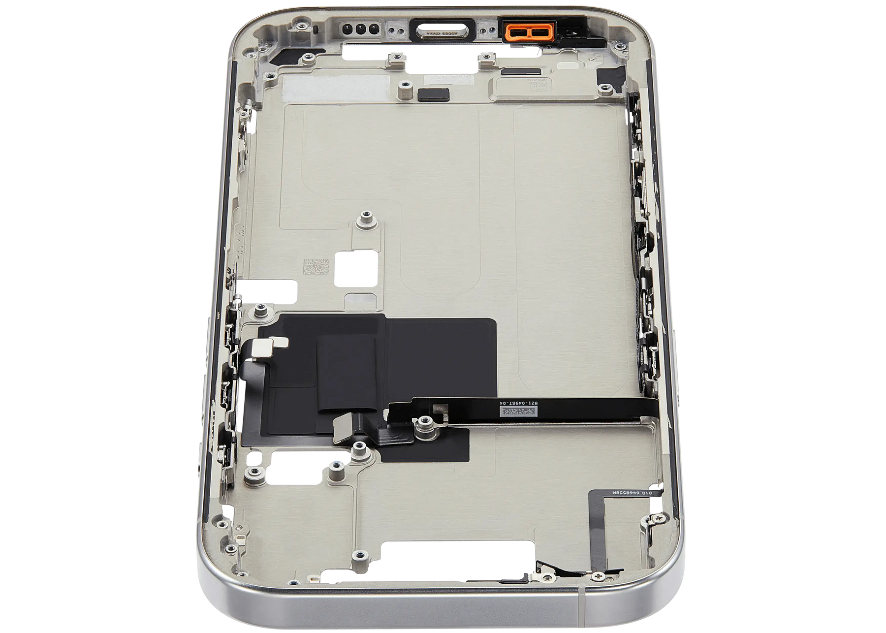 Mid-Frame Housing With Power And Volume Button Compatible For iPhone 16 Pro (US Version) (Used OEM Pull: Grade A) (Natural Titanium)