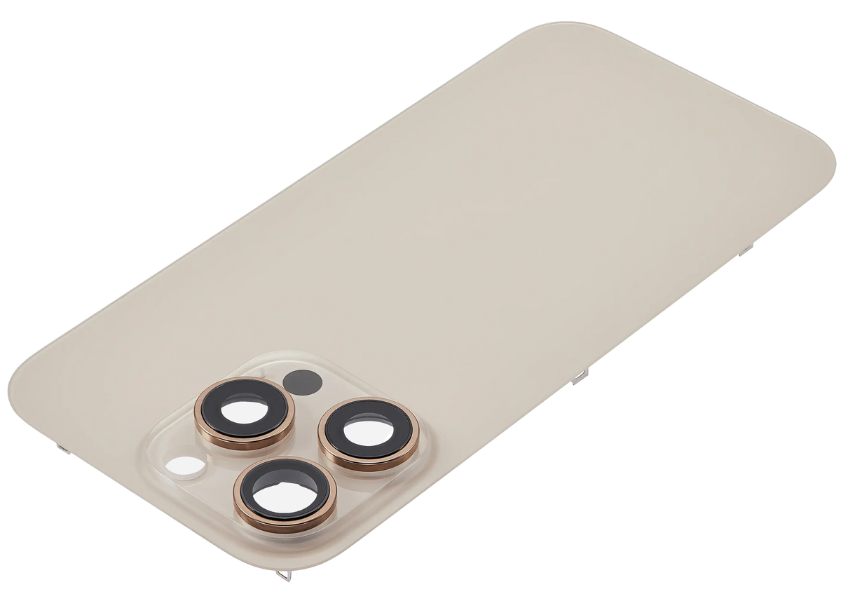 Back Glass With Steel Plate With MagSafe Magnet Pre-Installed Compatible For iPhone 16 Pro (No Logo) (Desert Titanium)