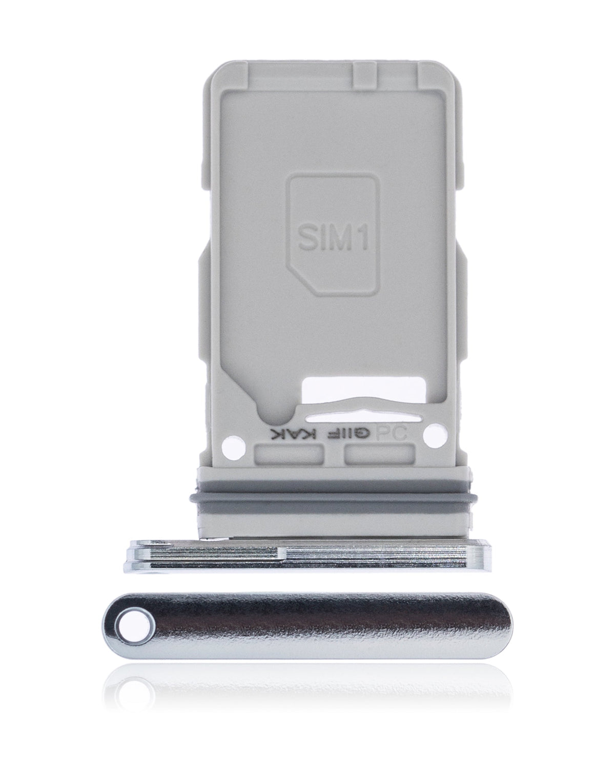 Single Sim Card Tray Compatible For Samsung Galaxy S21 Ultra Replacement (Phantom Silver)