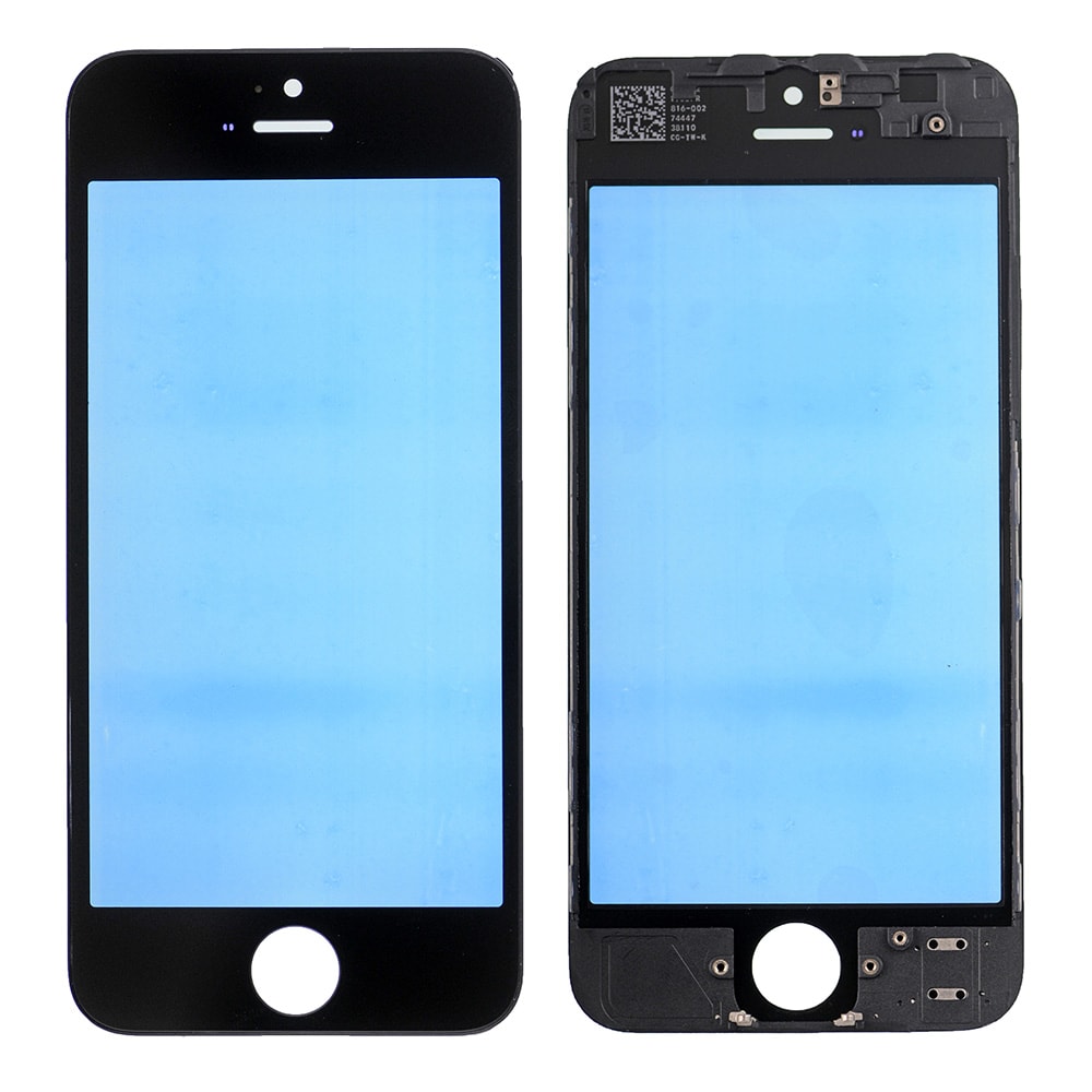 BLACK FRONT GLASS WITH COLD PRESSED FRAME FOR IPHONE 5