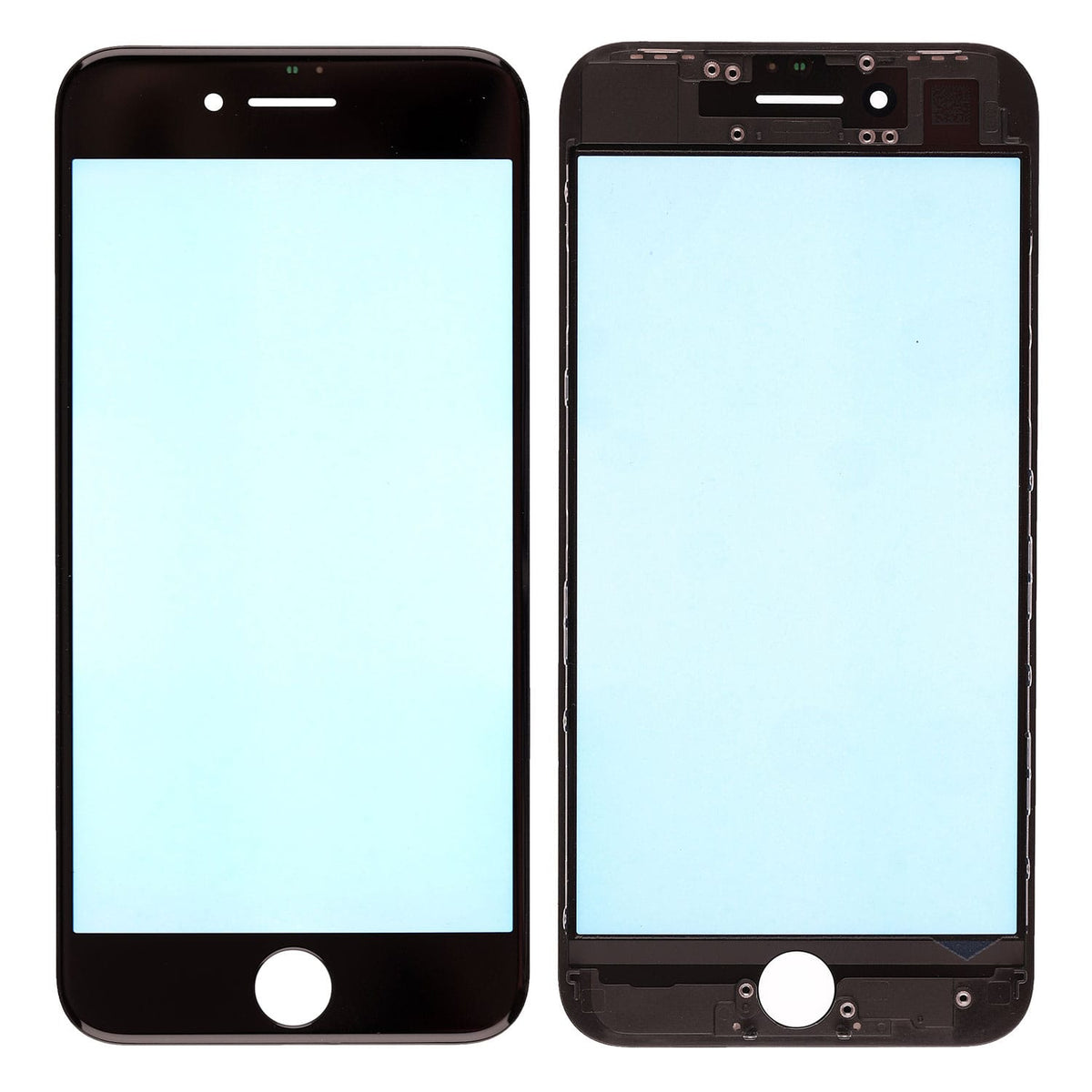 BLACK FRONT GLASS LENS WITH SUPPORTING FRAME FOR IPHONE 8
