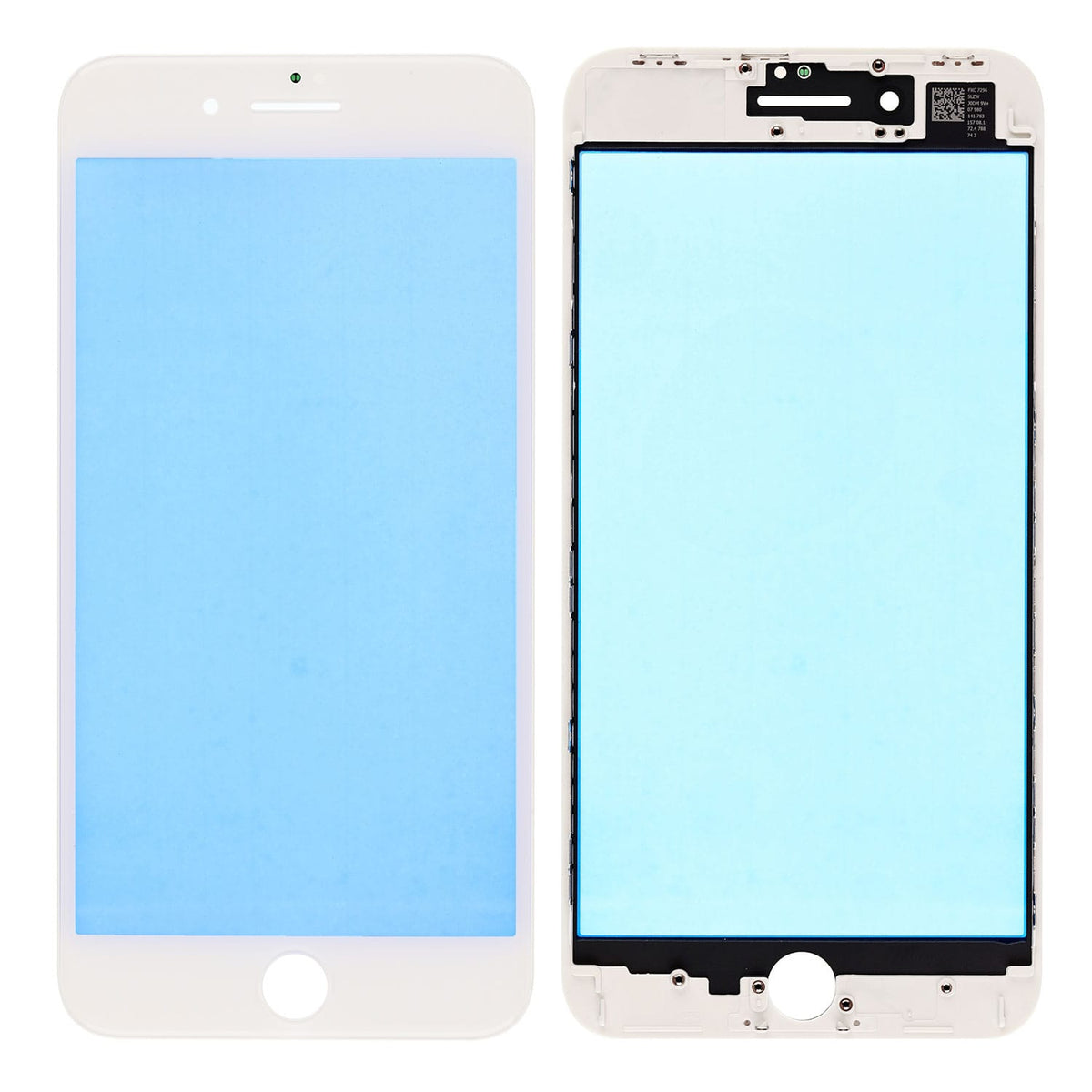 WHITE FRONT GLASS LENS WITH SUPPORTING FRAME FOR IPHONE 8 PLUS