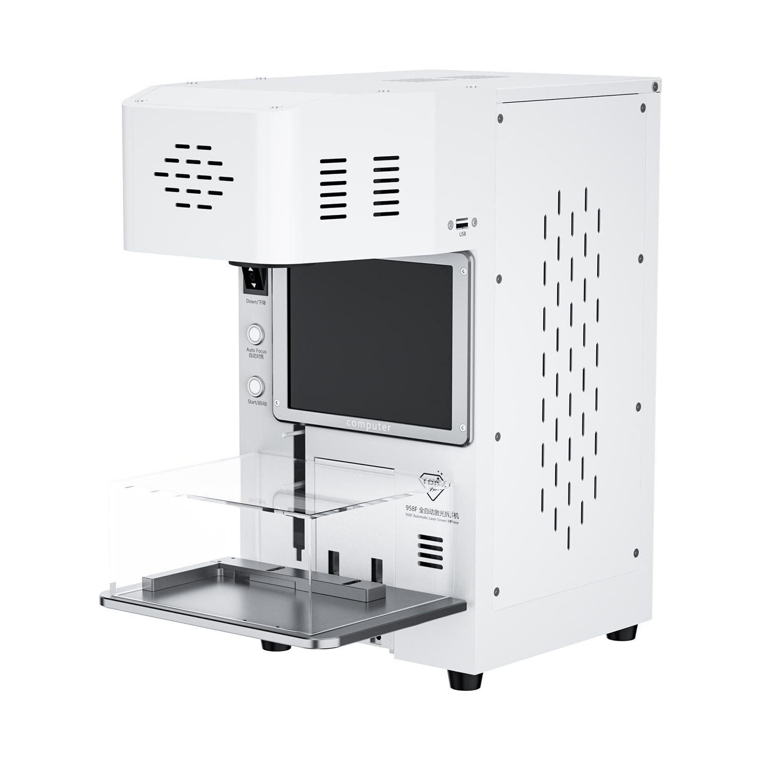 TBK 958F 20W FIBER AUTOMATIC LASER REMOVAL BACK COVER GLASS MACHINE