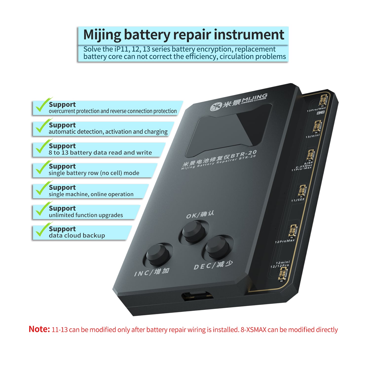MIJING BTR-20 BATTERY REPAIR INSTRUMENT FOR IPHONE 8-13PROMAX