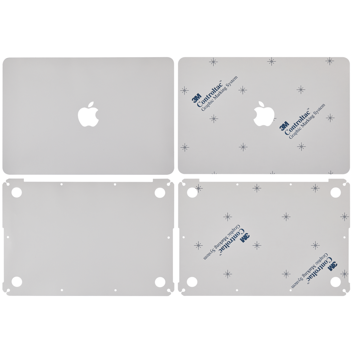 2 in 1 (Top and Bottom) Skin Compatible For Macbook Pro 13" Retina (A1502 / 2015) (A1425 / Mid 2012 / Early 2013) (Silver)