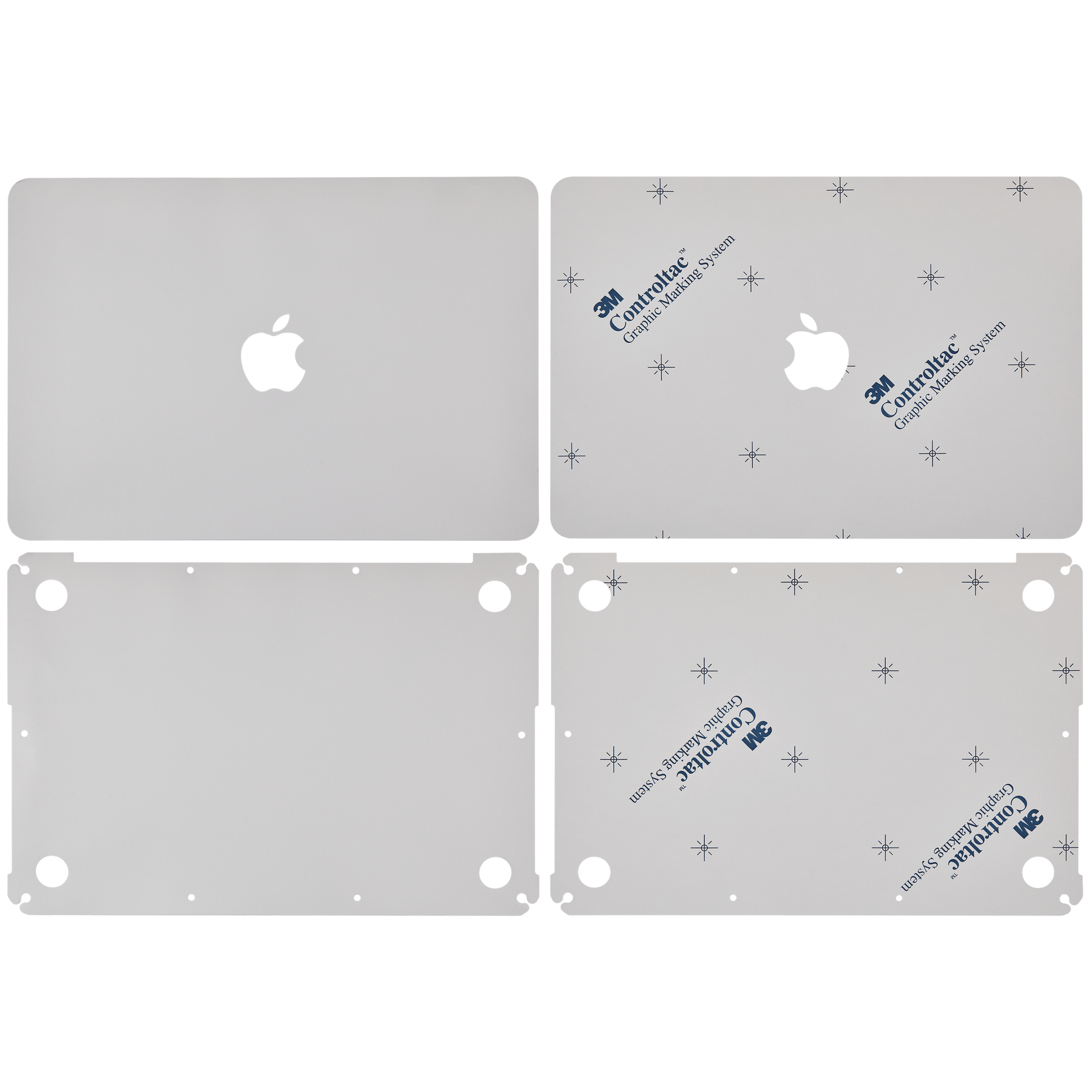 2 in 1 (Top and Bottom) Skin Compatible For Macbook Pro 13" Retina (A1502 / 2015) (A1425 / Mid 2012 / Early 2013) (Silver)