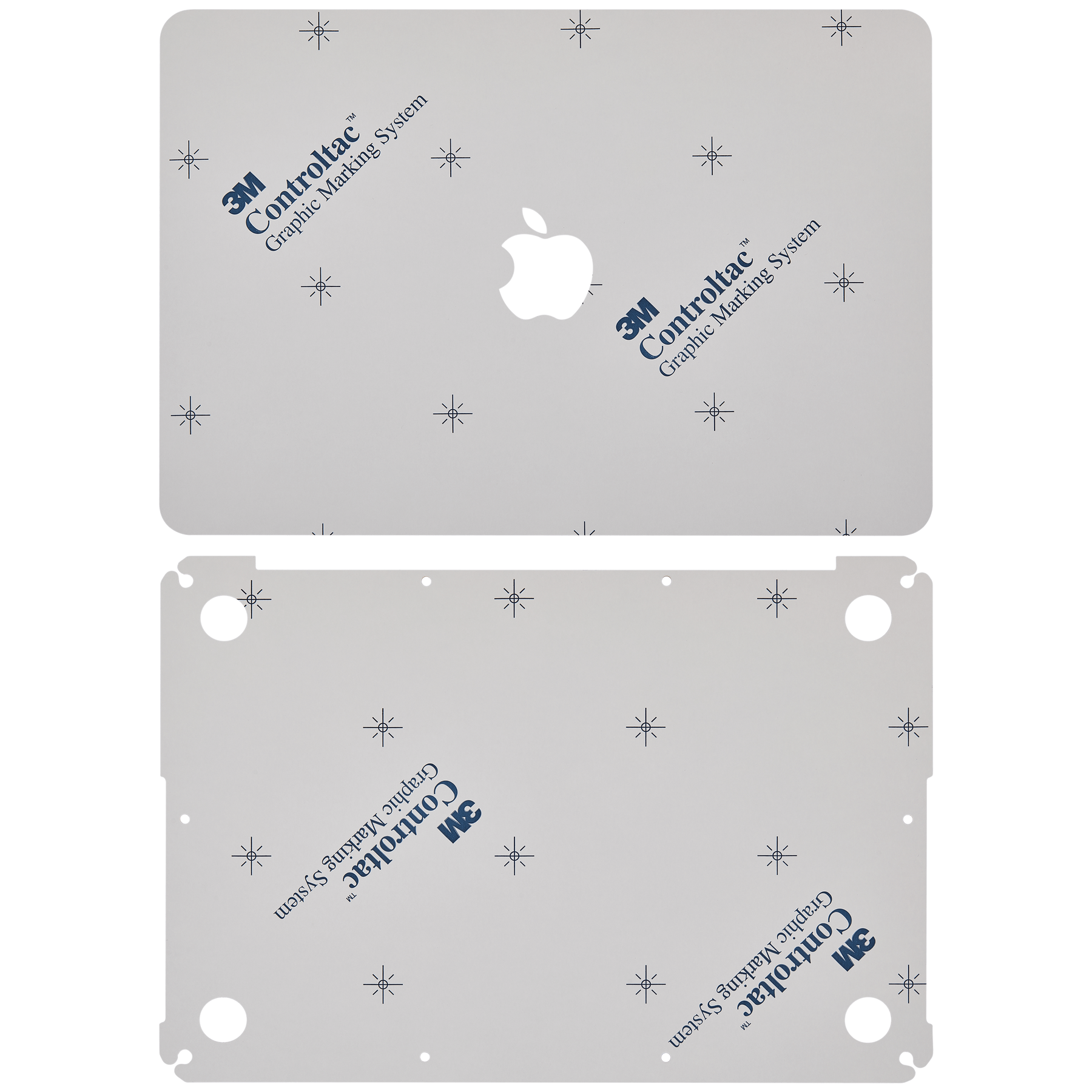 2 in 1 (Top and Bottom) Skin Compatible For Macbook Pro 13" Retina (A1502 / 2015) (A1425 / Mid 2012 / Early 2013) (Silver)