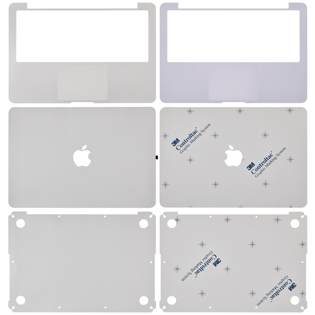 4 in 1 (Top, Bottom, Keyboard, Palm rest) Skin Compatible For Macbook Pro 13" Retina (A1502 / 2015) (A1425 / Mid 2012 / Early 2013) (Silver)