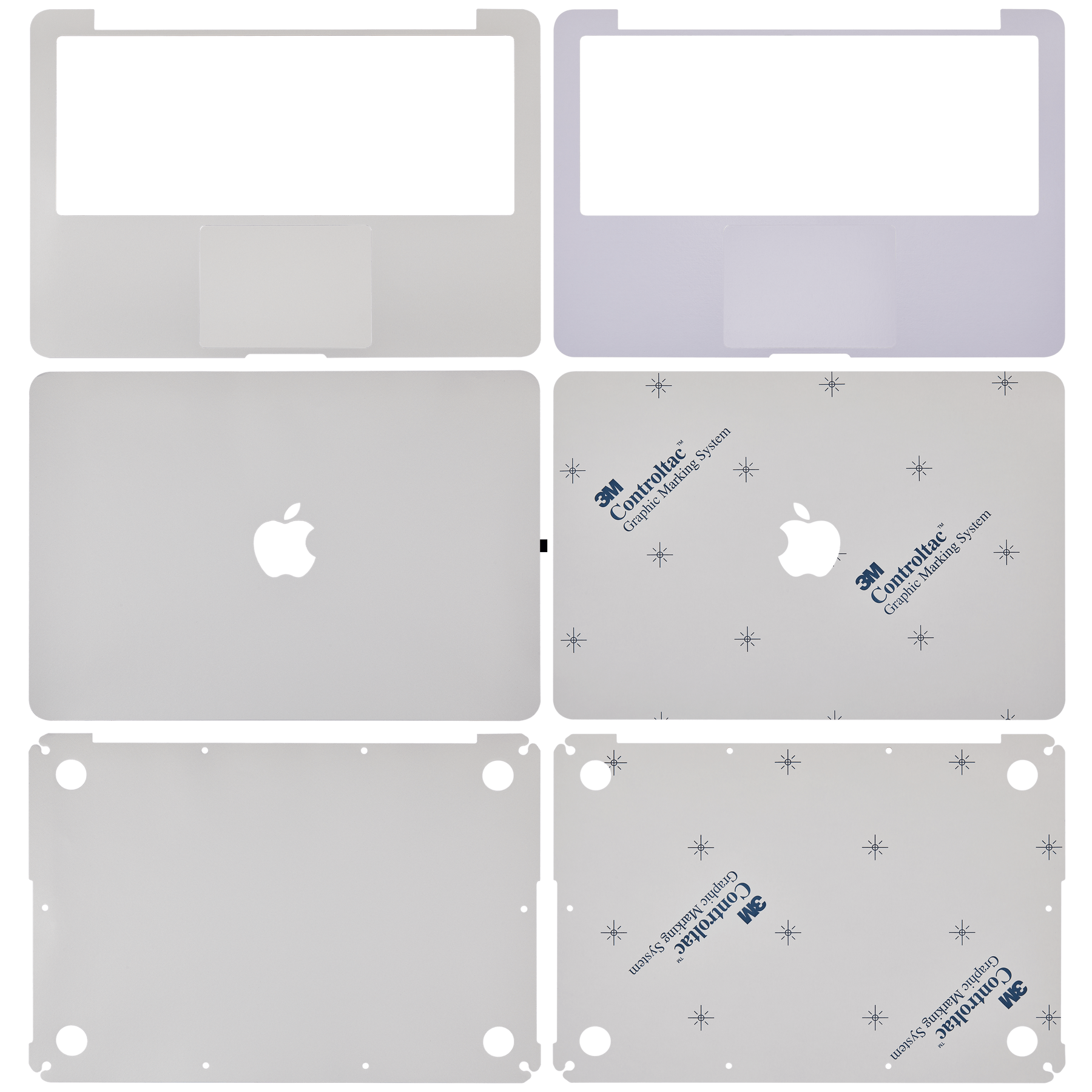 4 in 1 (Top, Bottom, Keyboard, Palm rest) Skin Compatible For Macbook Pro 13" Retina (A1502 / 2015) (A1425 / Mid 2012 / Early 2013) (Silver)