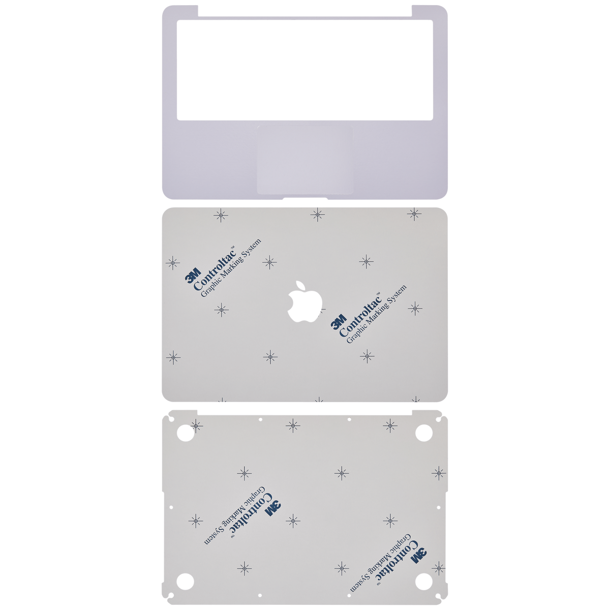 4 in 1 (Top, Bottom, Keyboard, Palm rest) Skin Compatible For Macbook Pro 13" Retina (A1502 / 2015) (A1425 / Mid 2012 / Early 2013) (Silver)