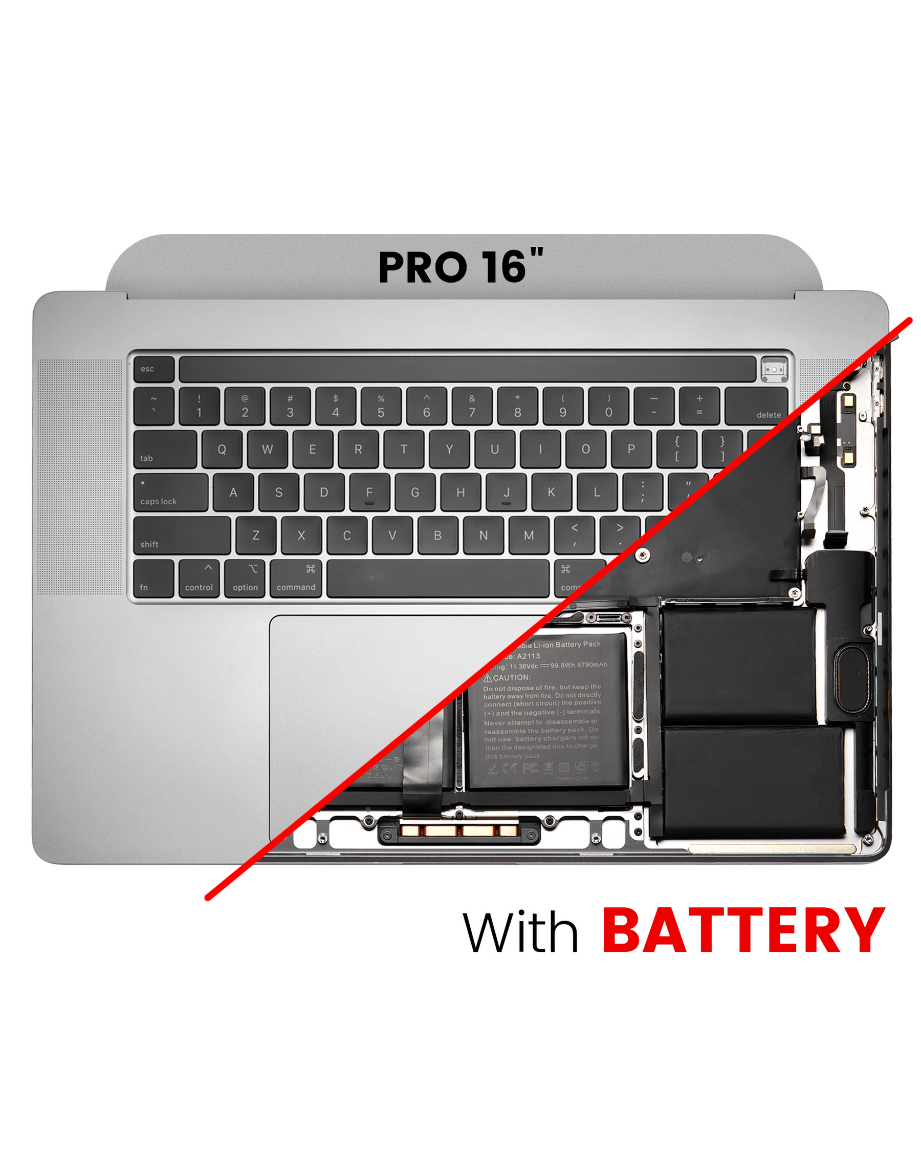 Top Case Assembly With Battery And Keyboard Compatible For MacBook Pro 16" (A2141 / Mid 2019) (US English) (Used OEM Pull: Grade A) (Space Gray)